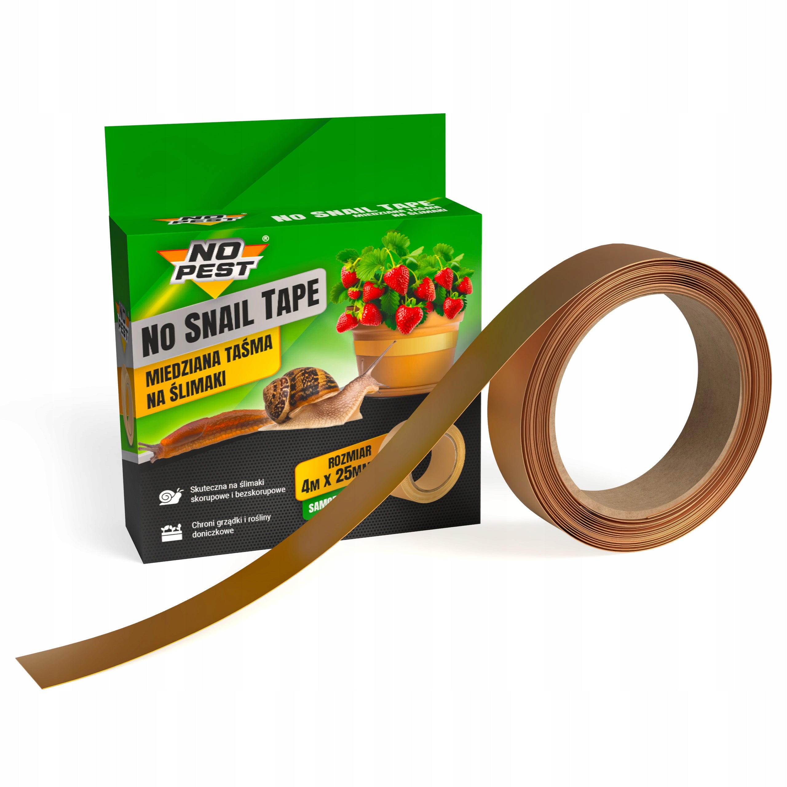 COPPER TAPE FOR SNAILS SNAIL REPELLENT SELF-ADHESIVE 25MM X 4M Manufacturer code Taśma miedziana, odstraszacz przeciw ślimakom