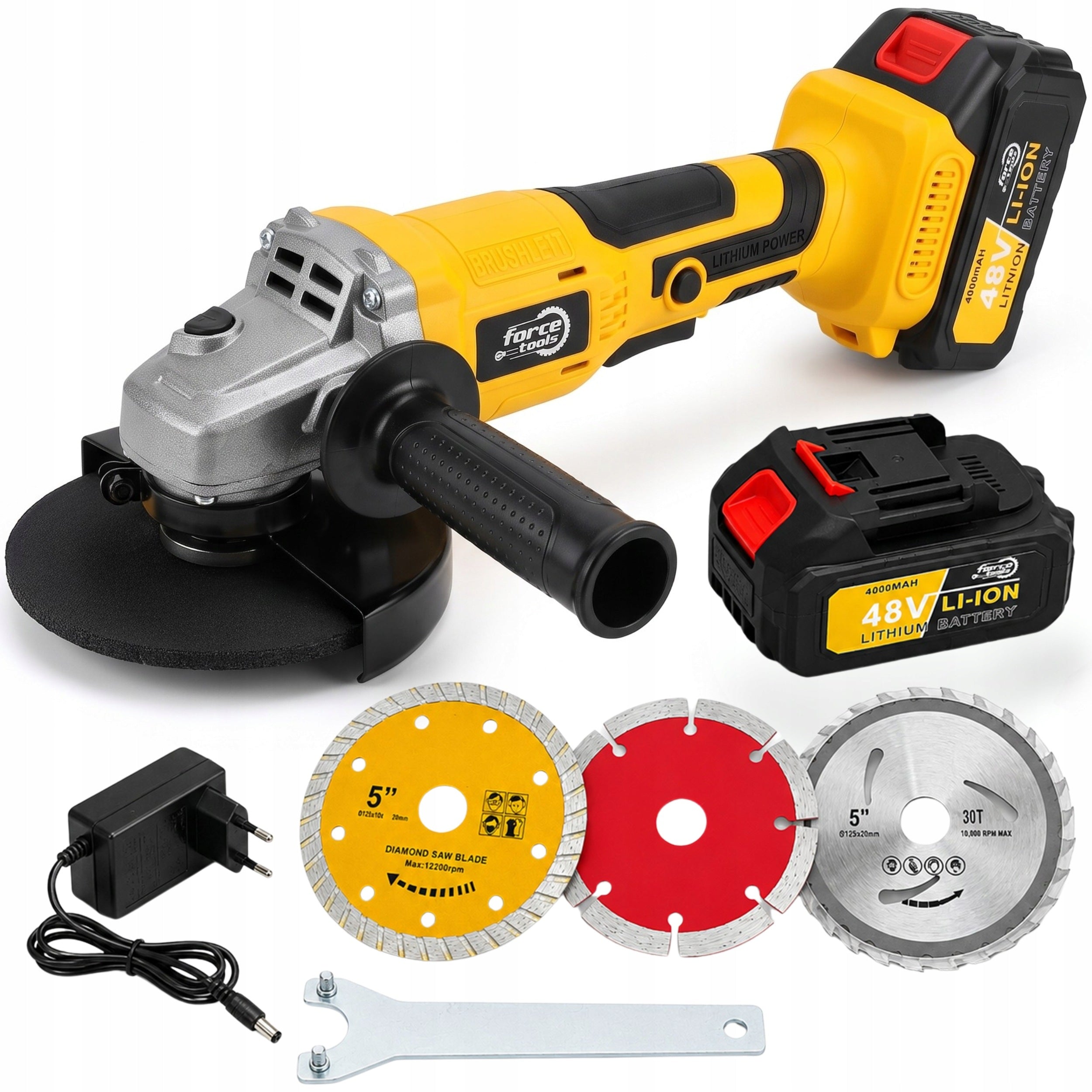 CORDLESS ANGLE GRINDER 125mm BRUSHLESS 2x AKU 4000mAh SUITCASE