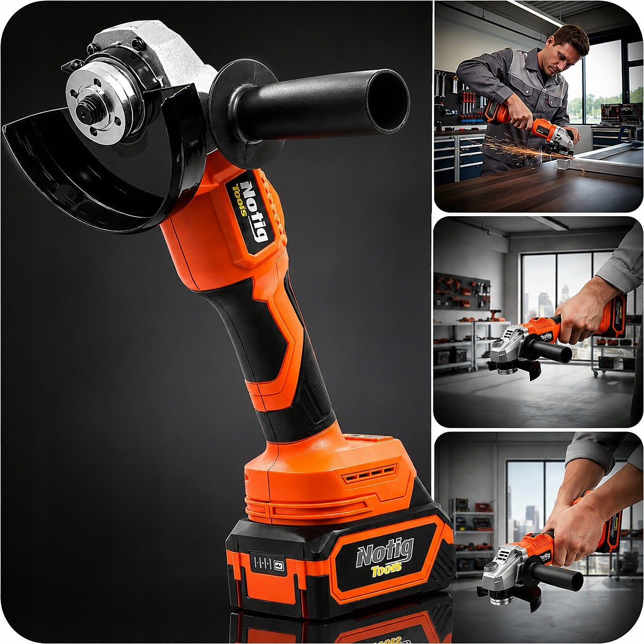 CORDLESS ANGLE GRINDER ANGLE 125mm DIAX +2 AKU 3.0AH + DISC Manufacturer code N4346