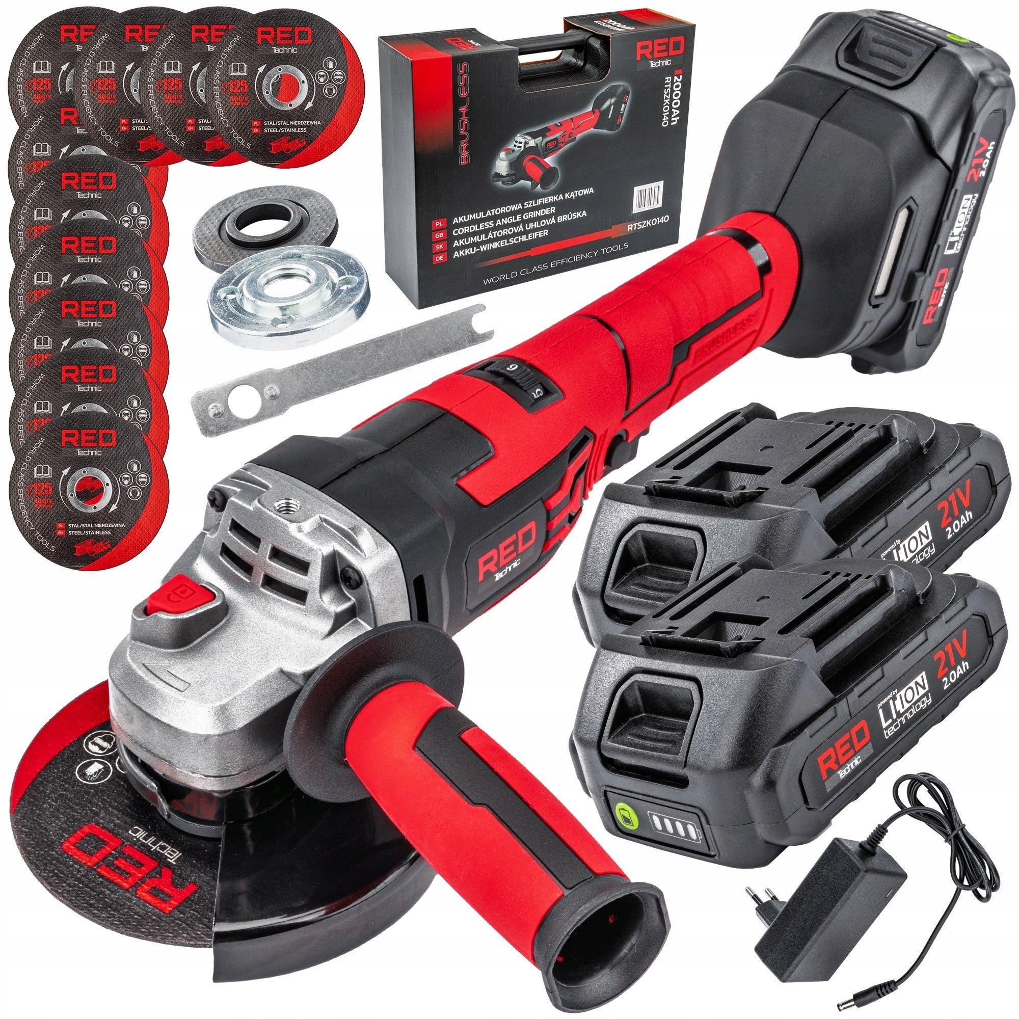 CORDLESS ANGLE GRINDER DIAX ANGLE CHARGER SET 2AKU 10DISC