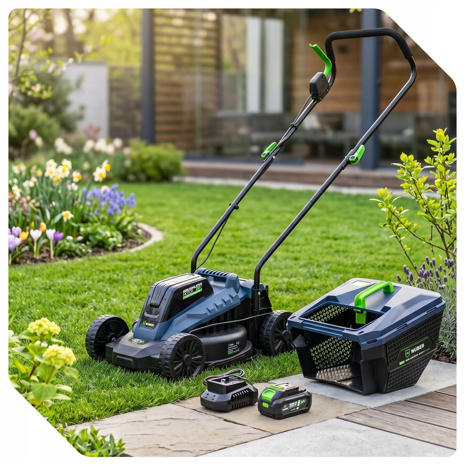 CORDLESS BRUSHLESS LAWN MOWER AKU 6.0AH SOLID STRONG WUBER Basket capacity 30 l
