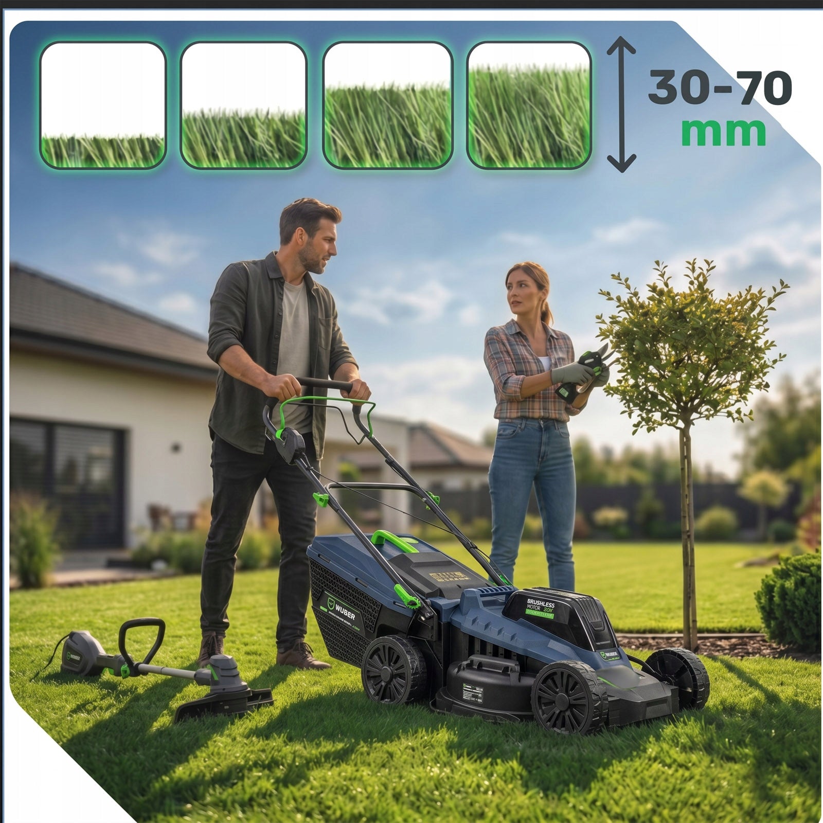 CORDLESS BRUSHLESS LAWN MOWER AKU 6.0AH SOLID STRONG WUBER Model W04801 KOSIARKA AKUMULATOROWA DO TRAWY WUBER