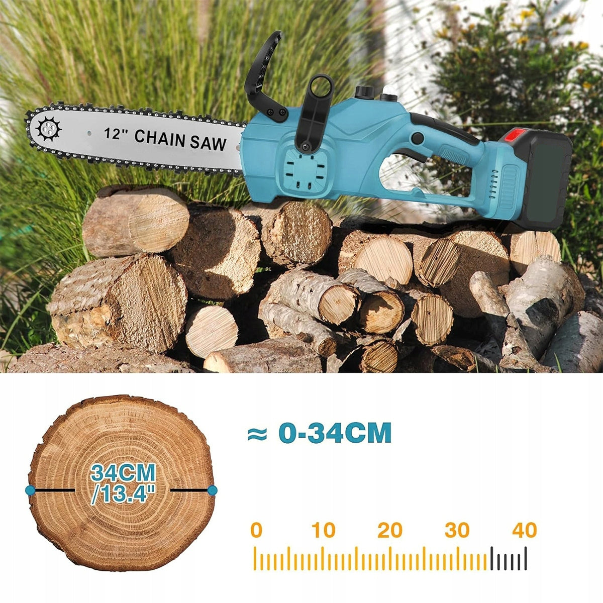 CORDLESS CHAINSAW 12” 18-21V TREE BRANCH SAW Power supply rechargeable battery