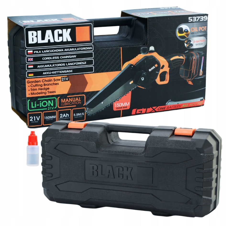CORDLESS CHAINSAW 150MM 2 AKU 21V 2X GUIDE +FREEBIE Battery voltage 21 V