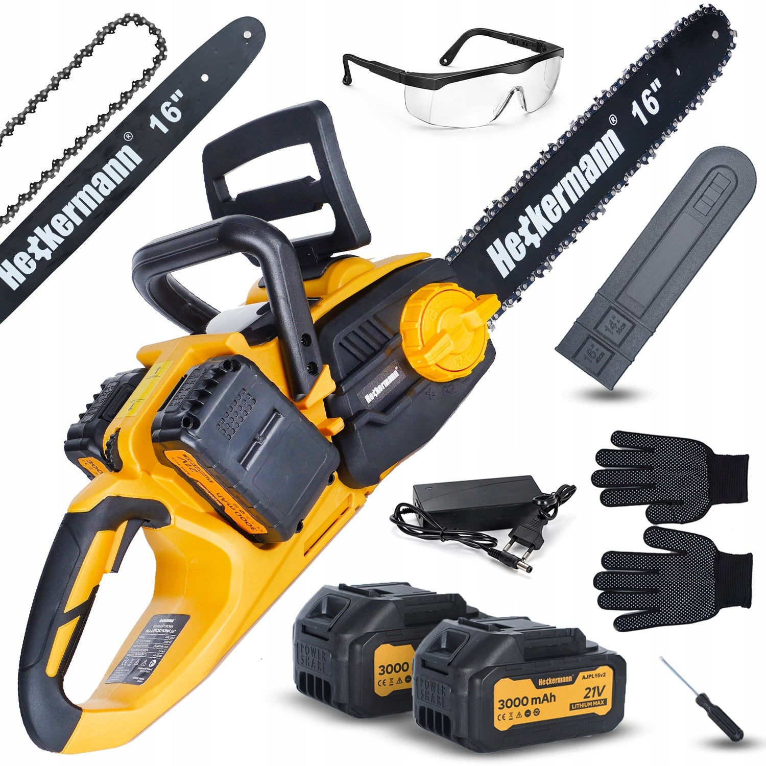 CORDLESS CHAINSAW 2100W SAW 40CM 16 INCHES 2x BATTERY