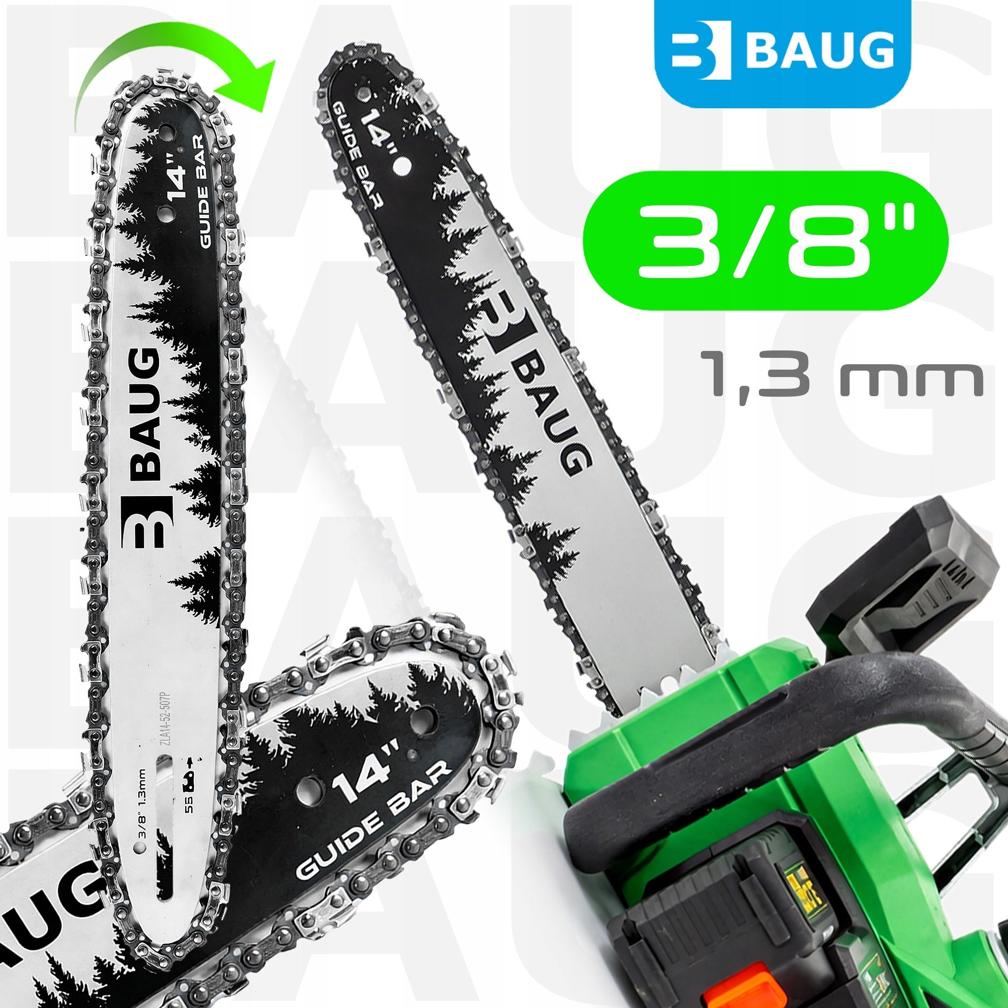 CORDLESS CHAINSAW 2x BATTERIES 3.0 AH + CHARGER GUIDE 14" Brand Baug