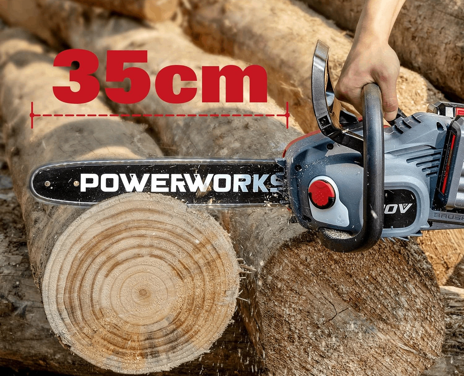 CORDLESS CHAINSAW 35CM 2X20V AKU 4AH 12M/S OIL TANK Additional features automatic chain lubrication