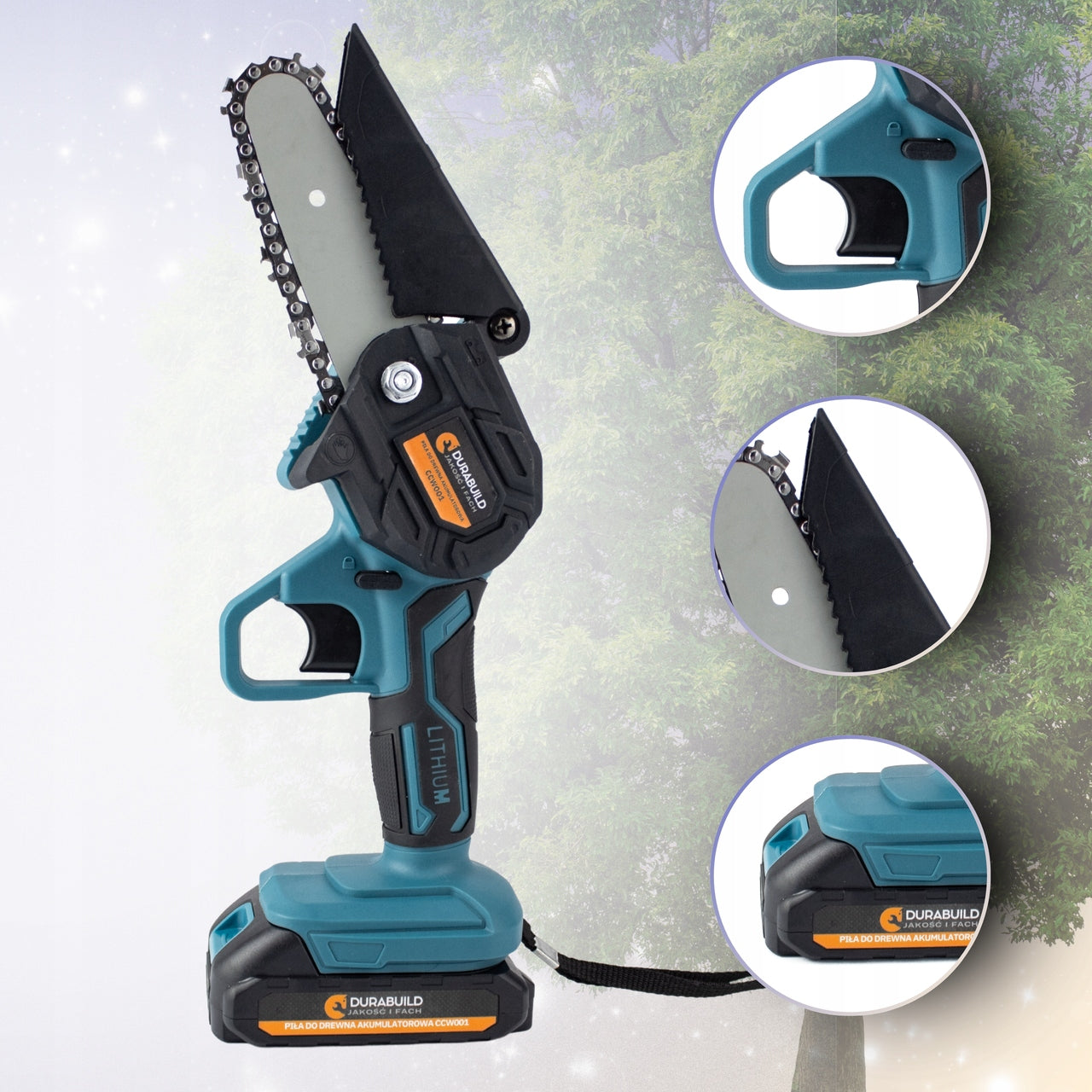 CORDLESS CHAINSAW 6" 4" BRANCH SAW 2xAKU 21V SET Manufacturer code PIŁA ŁAŃCUCHOWA AKUMULATOROWA 8 CALI ZESTAW