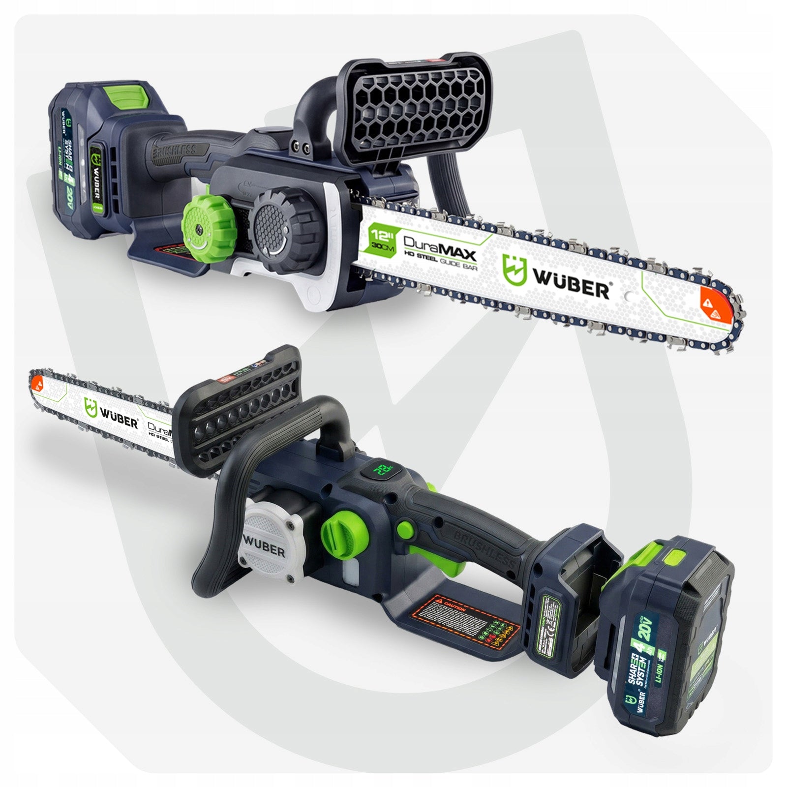 CORDLESS CHAINSAW BATTERY 4.0 AH +CHARGER GUIDE 12"+OIL Brand Wuber