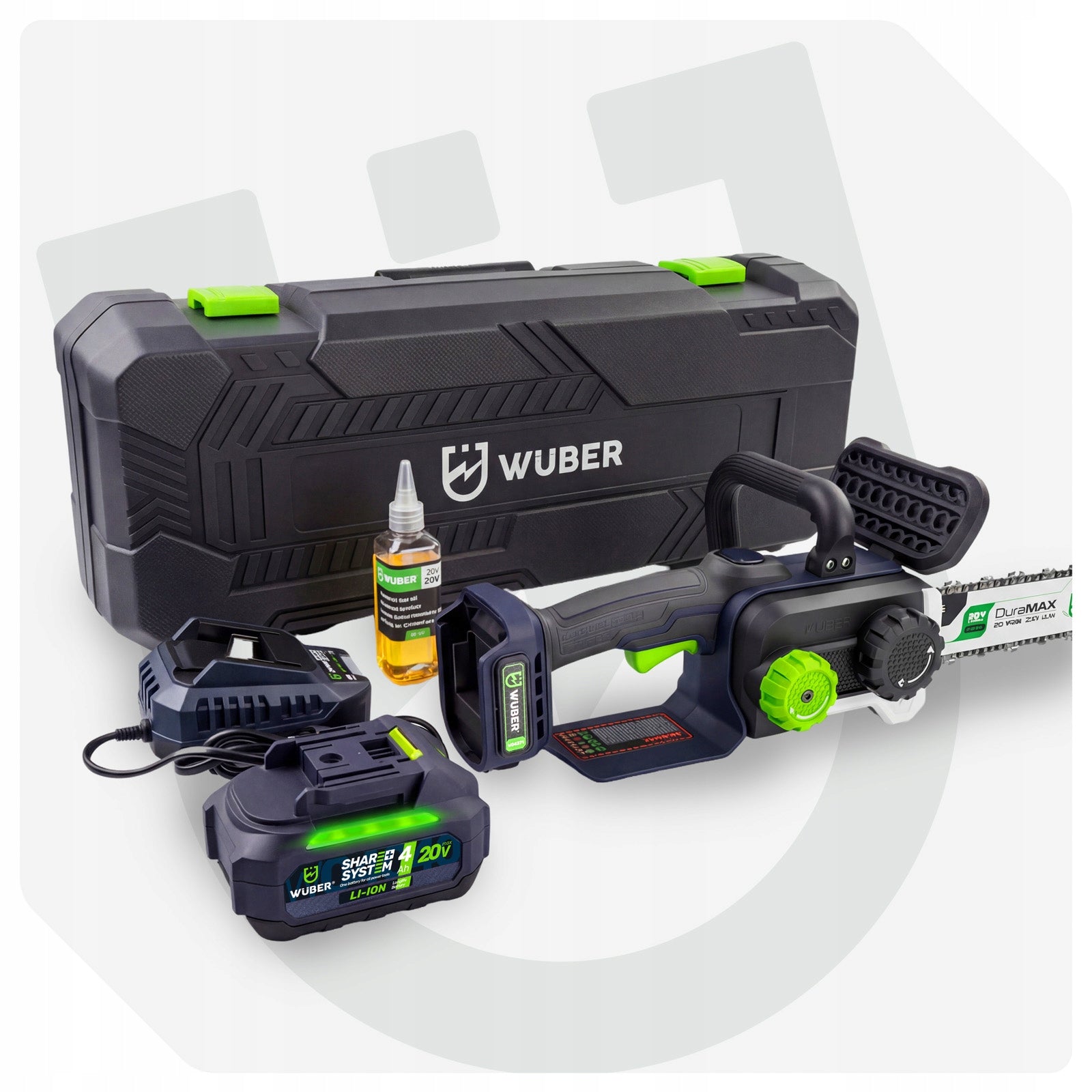 CORDLESS CHAINSAW BATTERY 4.0 AH +CHARGER GUIDE 12"+OIL Packaging status original