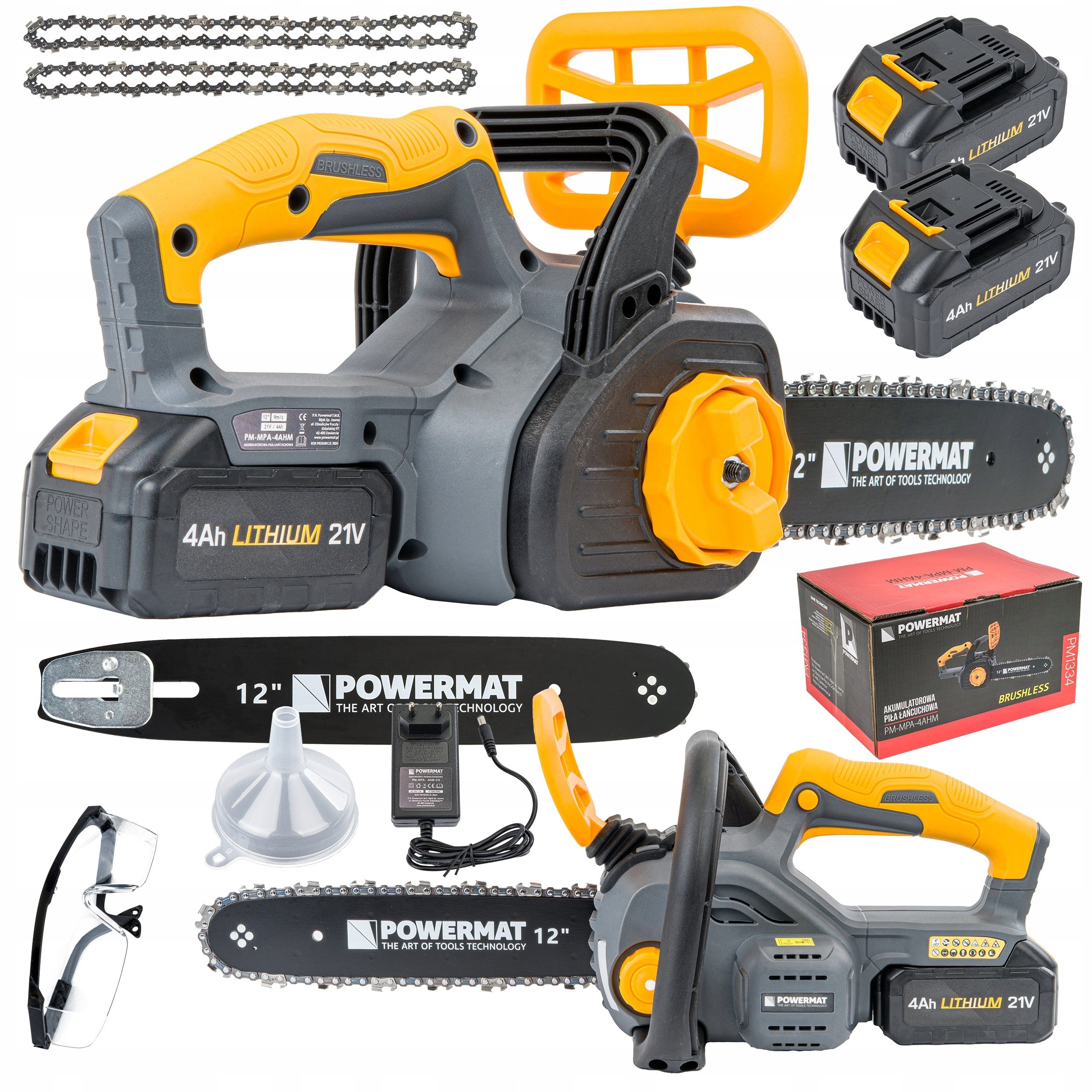 CORDLESS CHAINSAW BRANCH MINI SAW 2x AKU 4AH 2x CHAIN