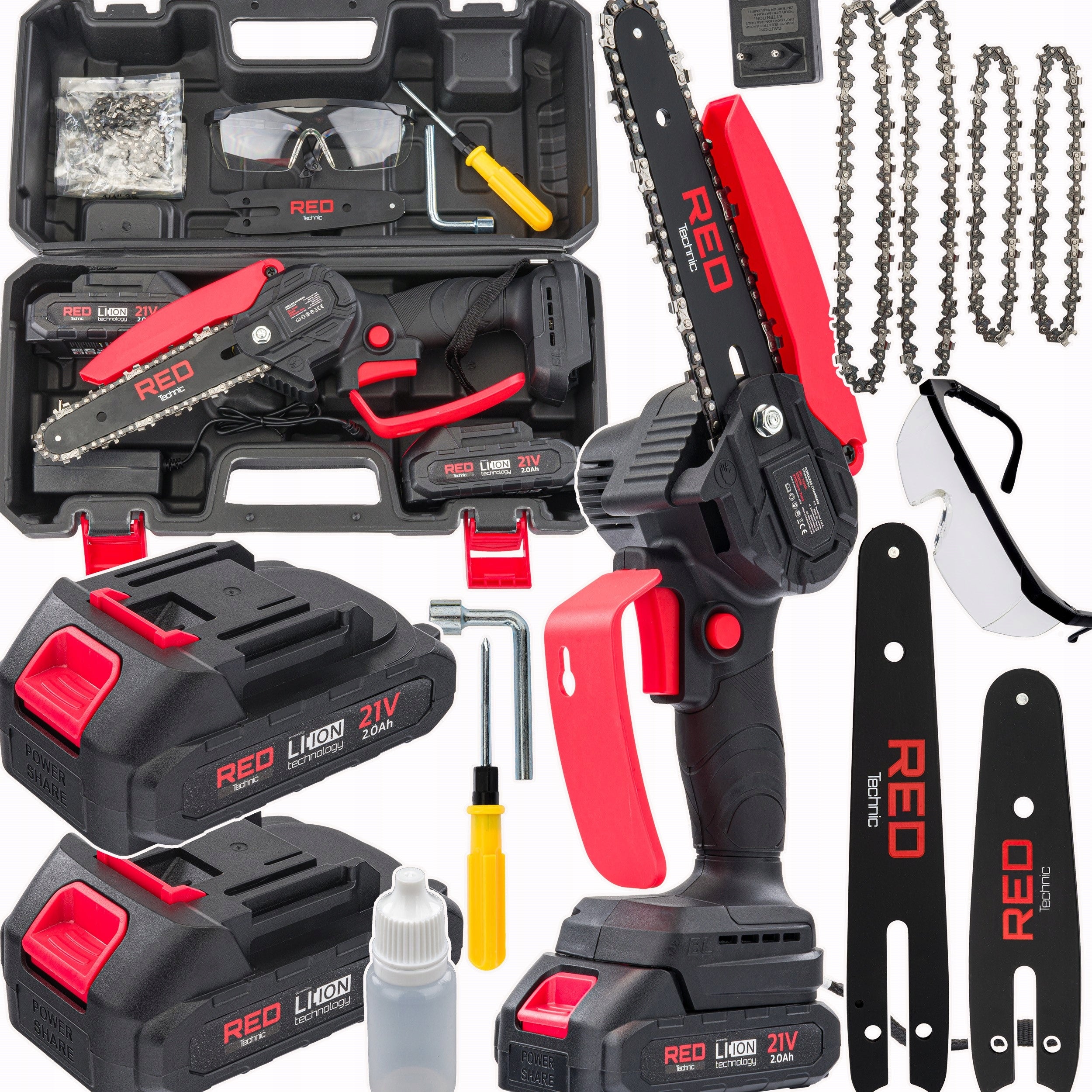 CORDLESS CHAINSAW BRANCH MINI SAW 2x AKU + 4x CHAIN