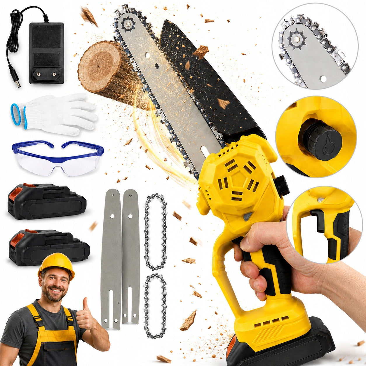CORDLESS CHAINSAW FOR ELECTRIC BRANCH BRUSHLESS 6" 8" POWER
