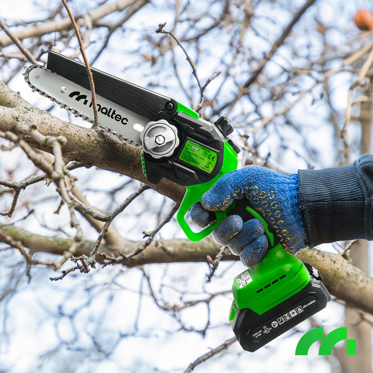 CORDLESS CHAINSAW MINI BRANCH SAW 2xAKU 6" 8" SET Guide manufacturer Maltec