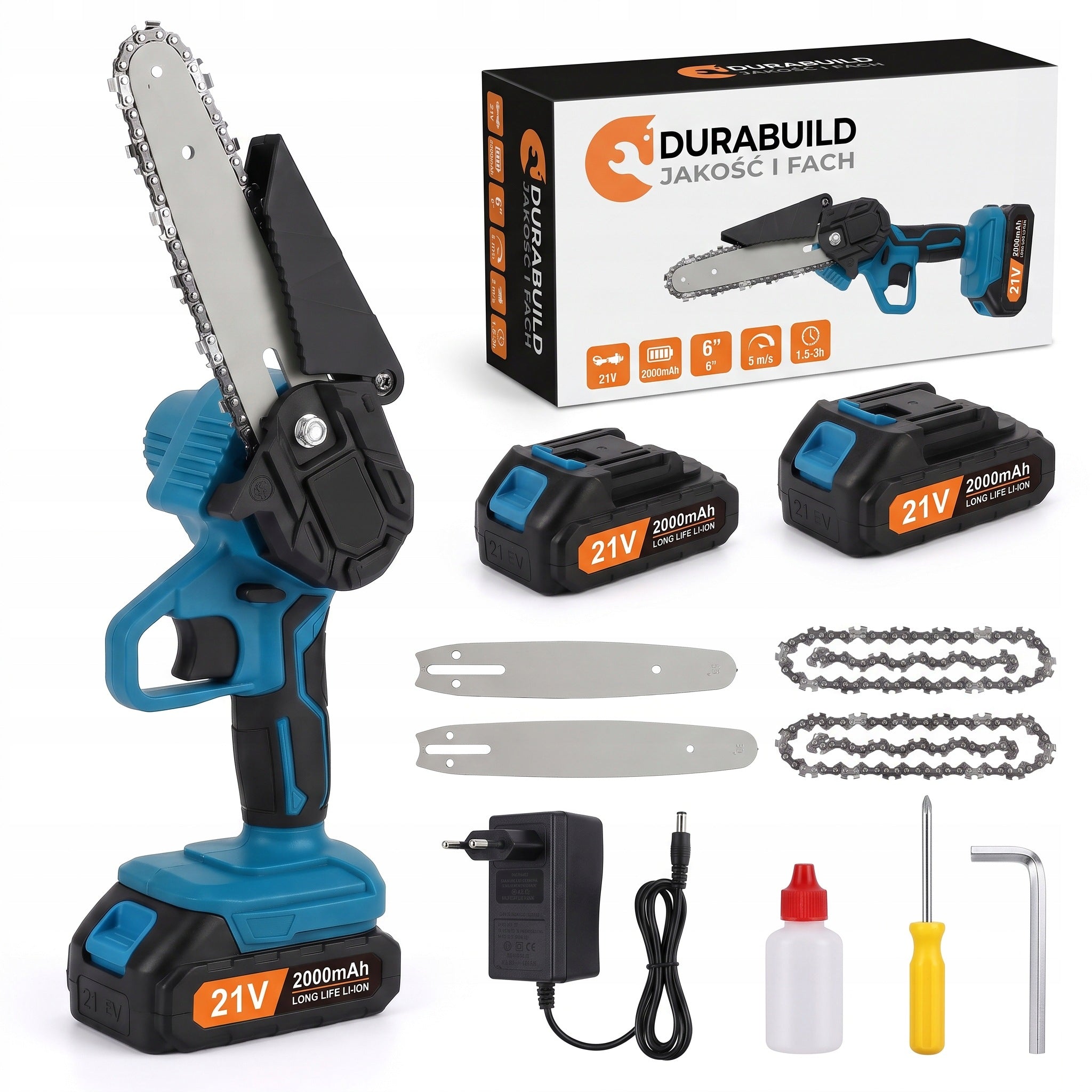 CORDLESS CHAINSAW MINI SAW 6" 4" 21V 2xAKU FOR BRANCHES SET