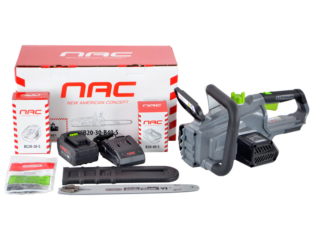 CORDLESS CHAINSAW NAC 20 V 4 AH 30 CM OREGON ACCESSORIES Power supply rechargeable battery
