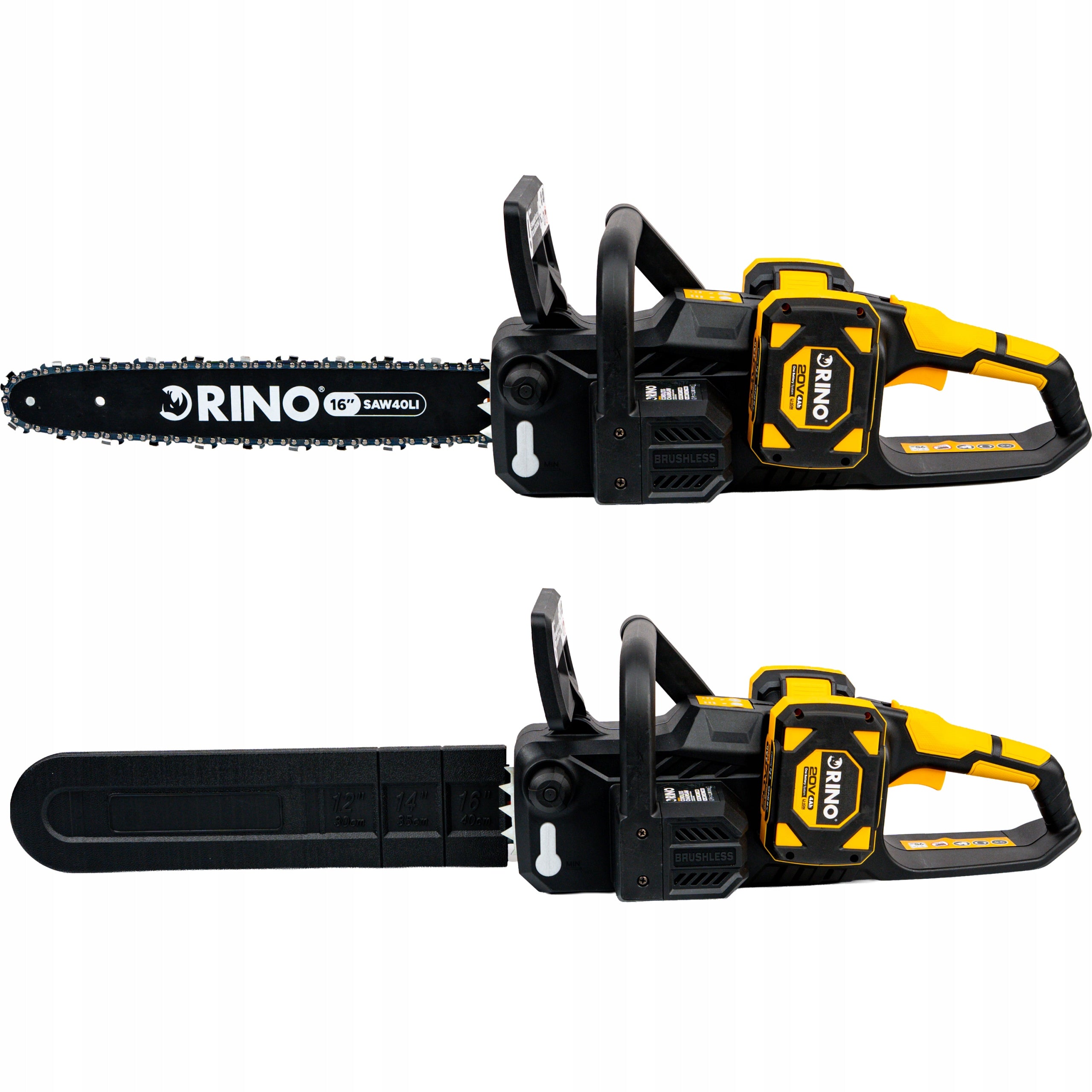 CORDLESS CHAINSAW WOOD SAW +2X BATTERY 4AH RINO 40V Brand Rino