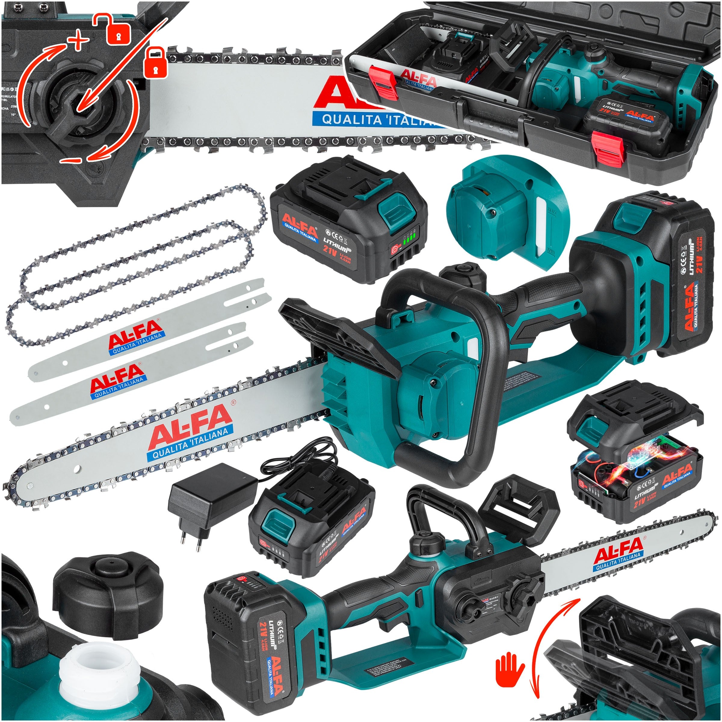 CORDLESS Chainsaw 12" BRUSHLESS Chain Lubrication 2Bat 4Ah