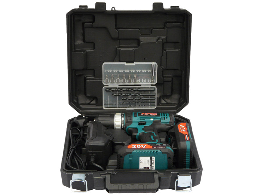 CORDLESS DRILL NAC 20 V 2 BATTERIES 2 GEARS + SUITCASE Packaging status original