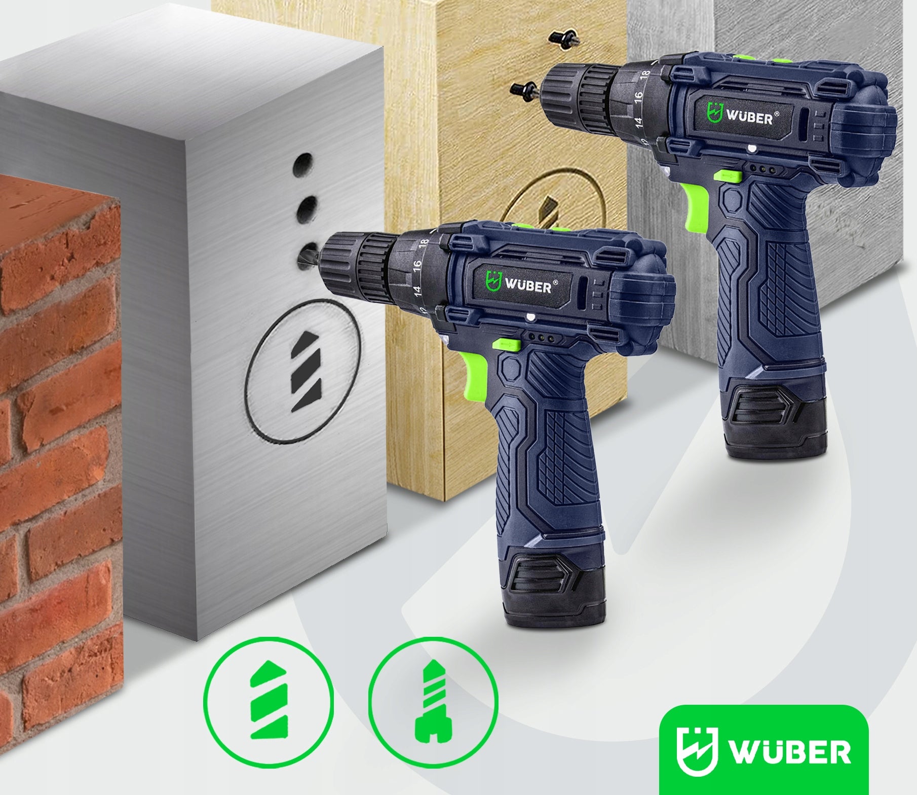 CORDLESS DRILL SCREWDRIVER 2XAKU + SUITCASE SET XL 18V 2 GEARS 35Nm Battery capacity 1.5 Ah