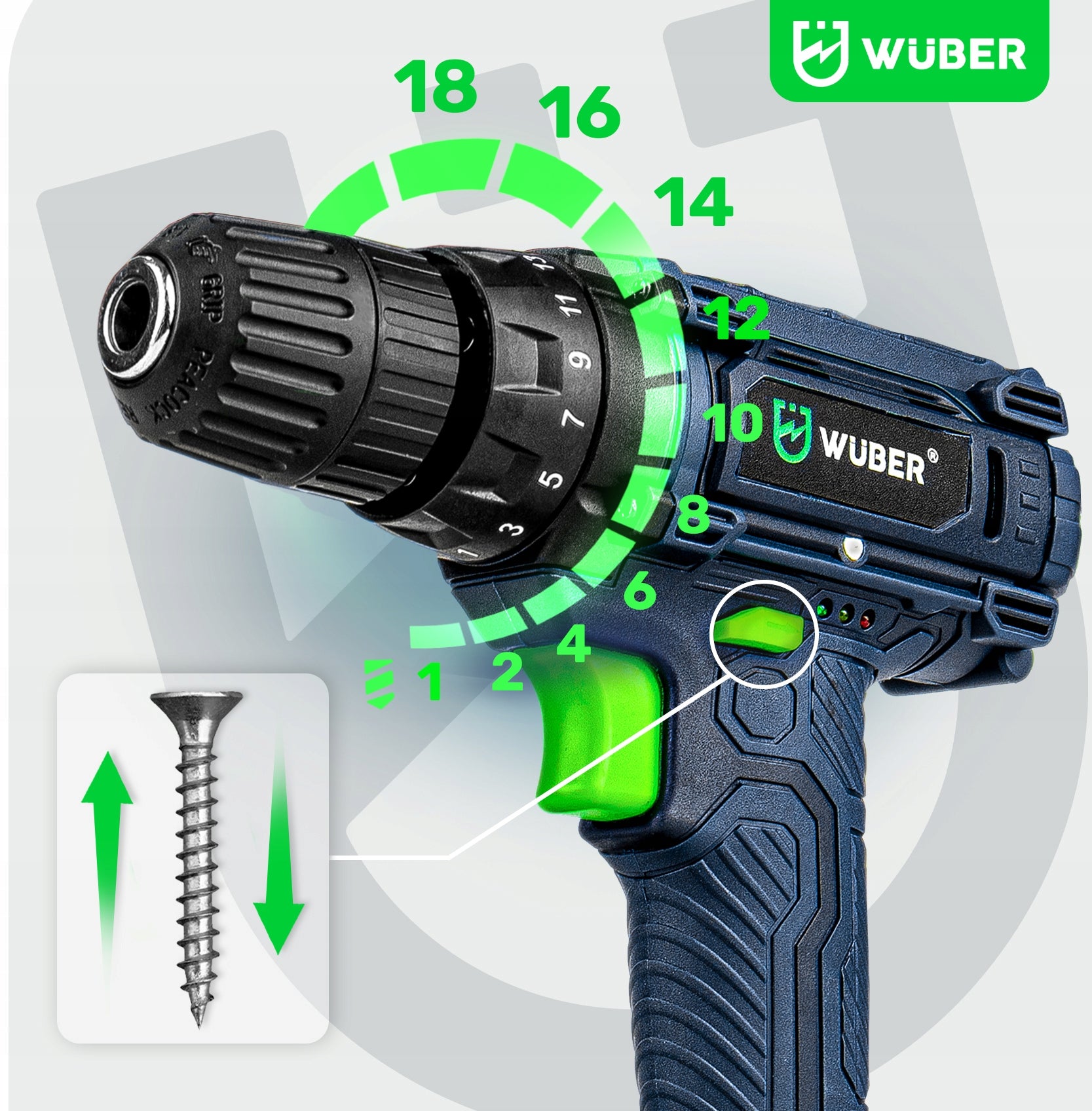 CORDLESS DRILL SCREWDRIVER 2XAKU + SUITCASE SET XL 18V 2 GEARS 35Nm Voltage (V) 18 V