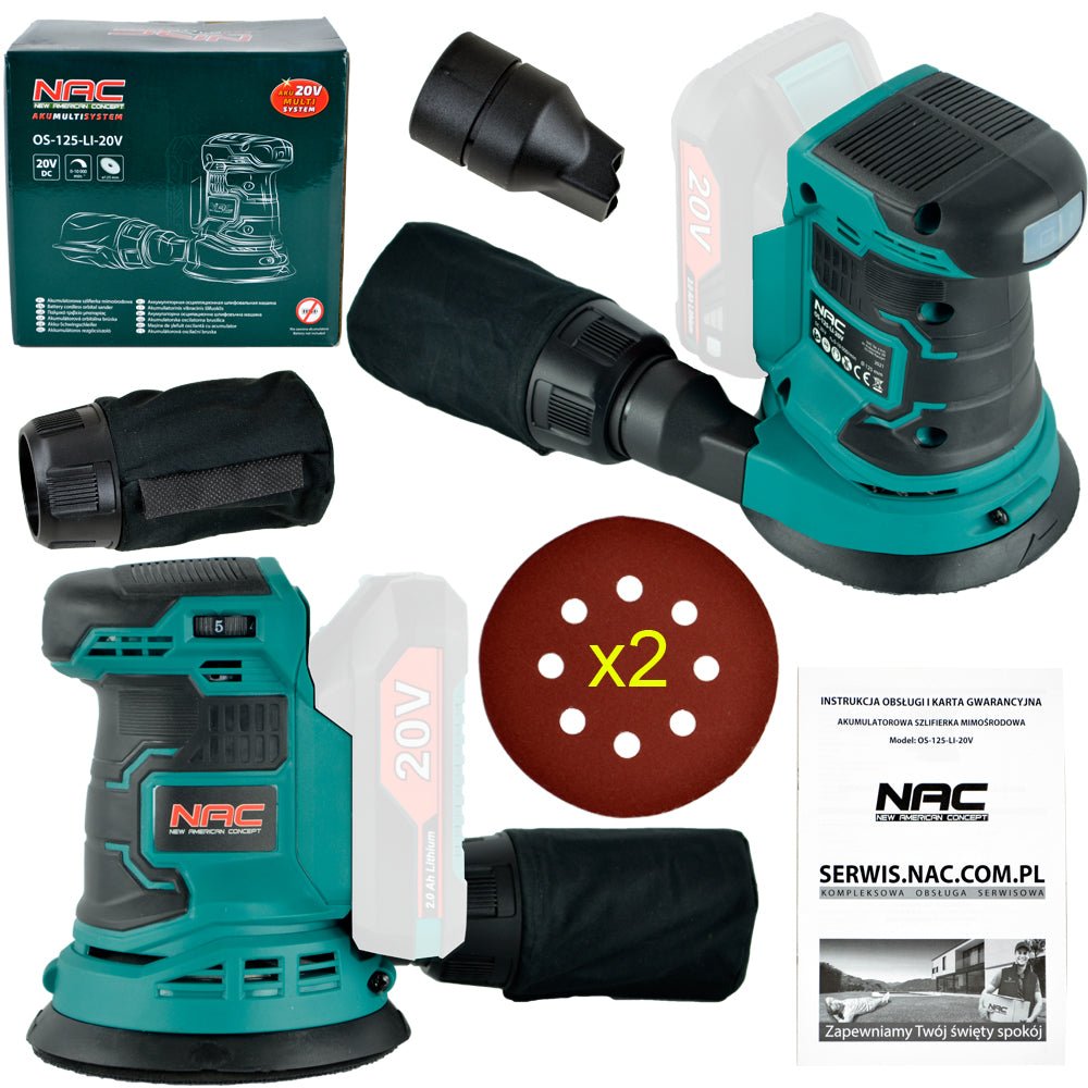 CORDLESS ECCENTRIC GRINDER NAC 20 V AKUMULITISYSTEM 20 V 125 BODY