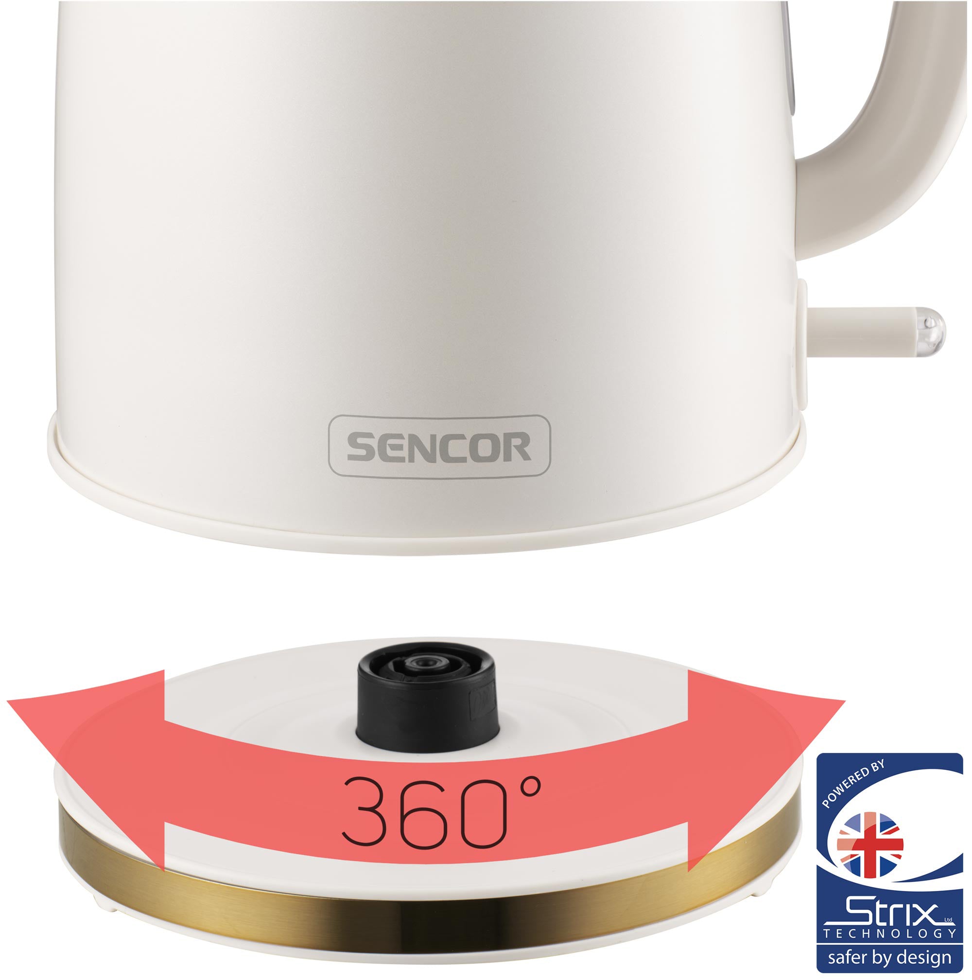 CORDLESS ELECTRIC KETTLE 1,7 L SENCOR 2200 W WITH WHITE AND GOLD FILTER Capacity 1.7 l