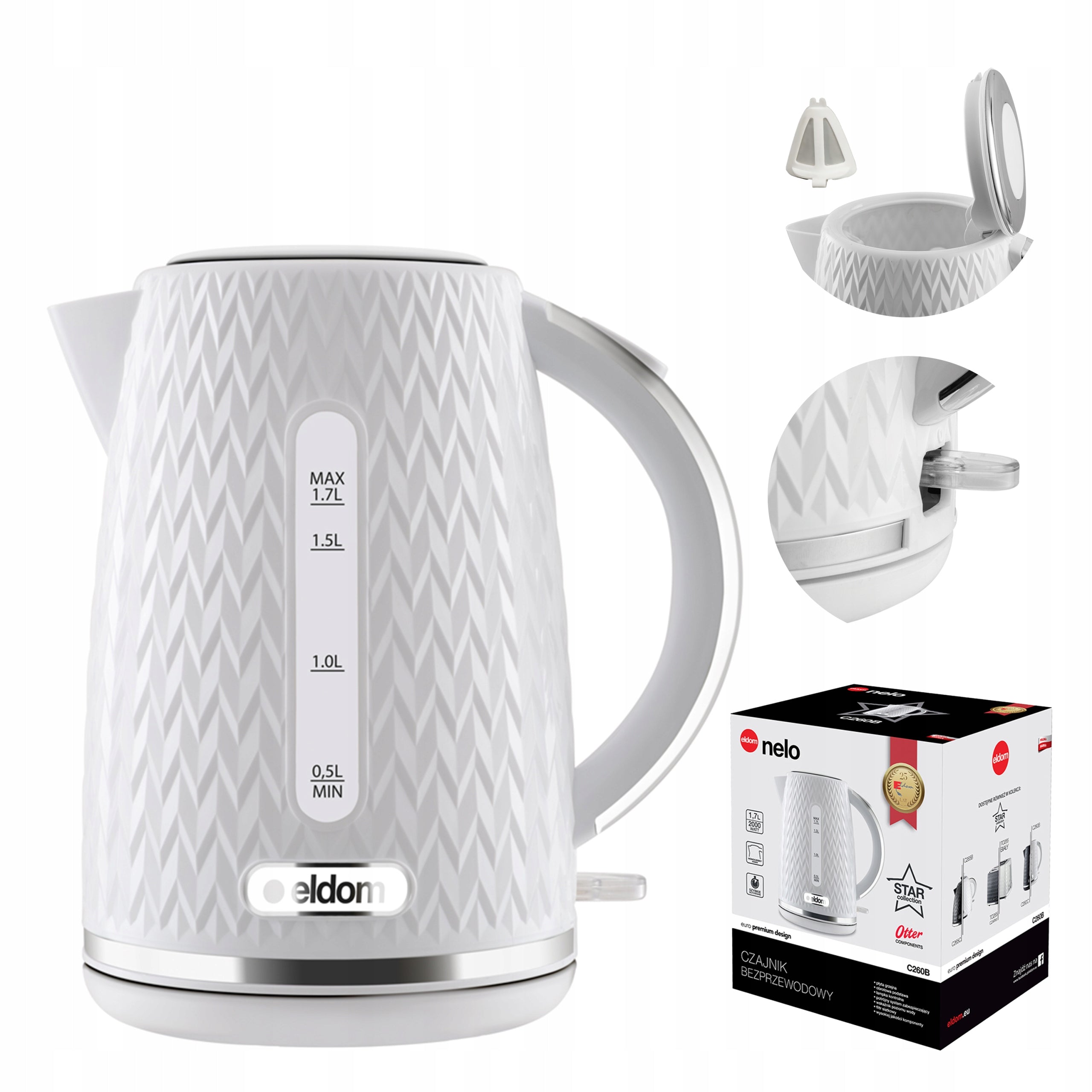 CORDLESS ELECTRIC KETTLE ELDOM 1,7L 2000W WHITE