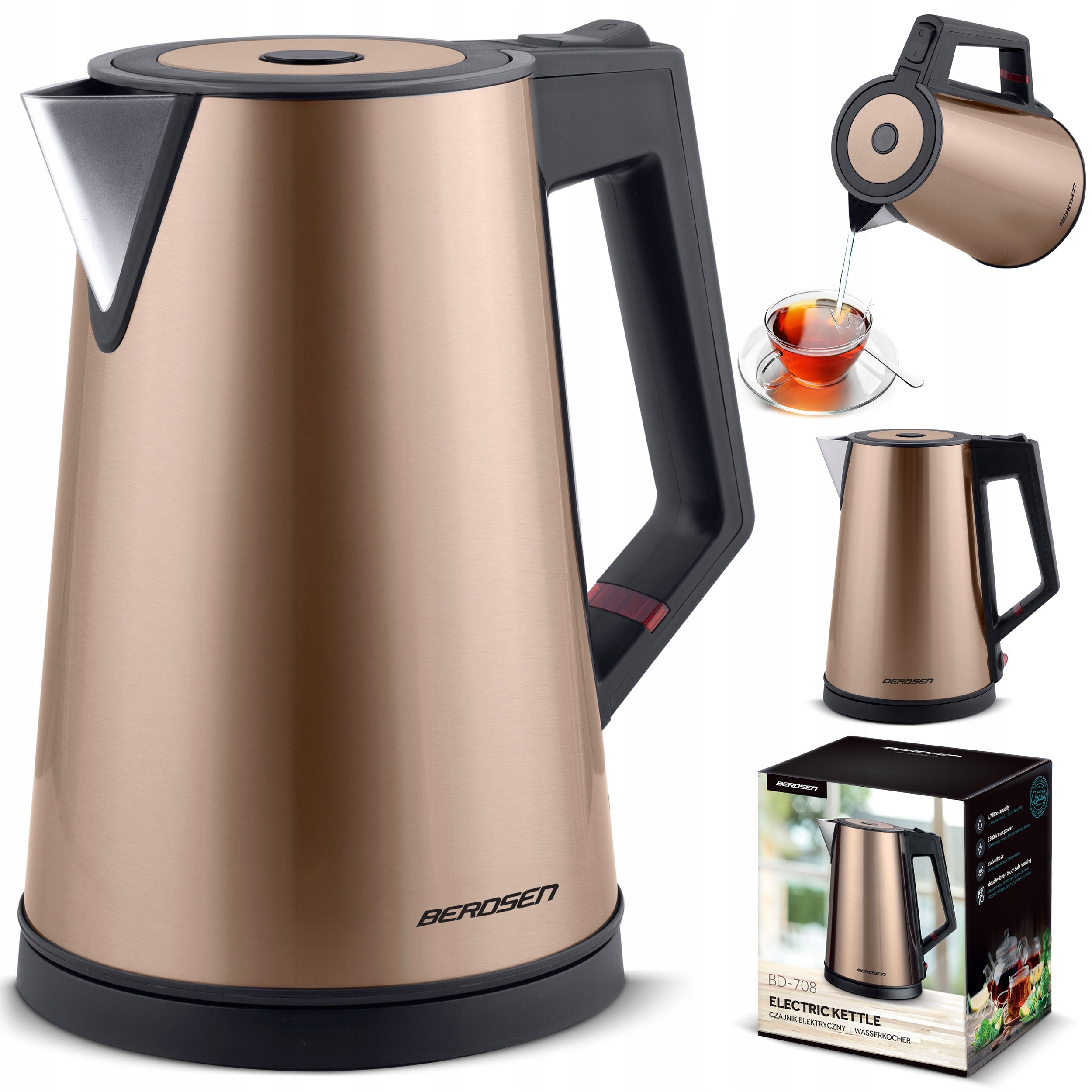 CORDLESS ELECTRIC KETTLE FASHIONABLE 1,7L BERDSEN 2200W