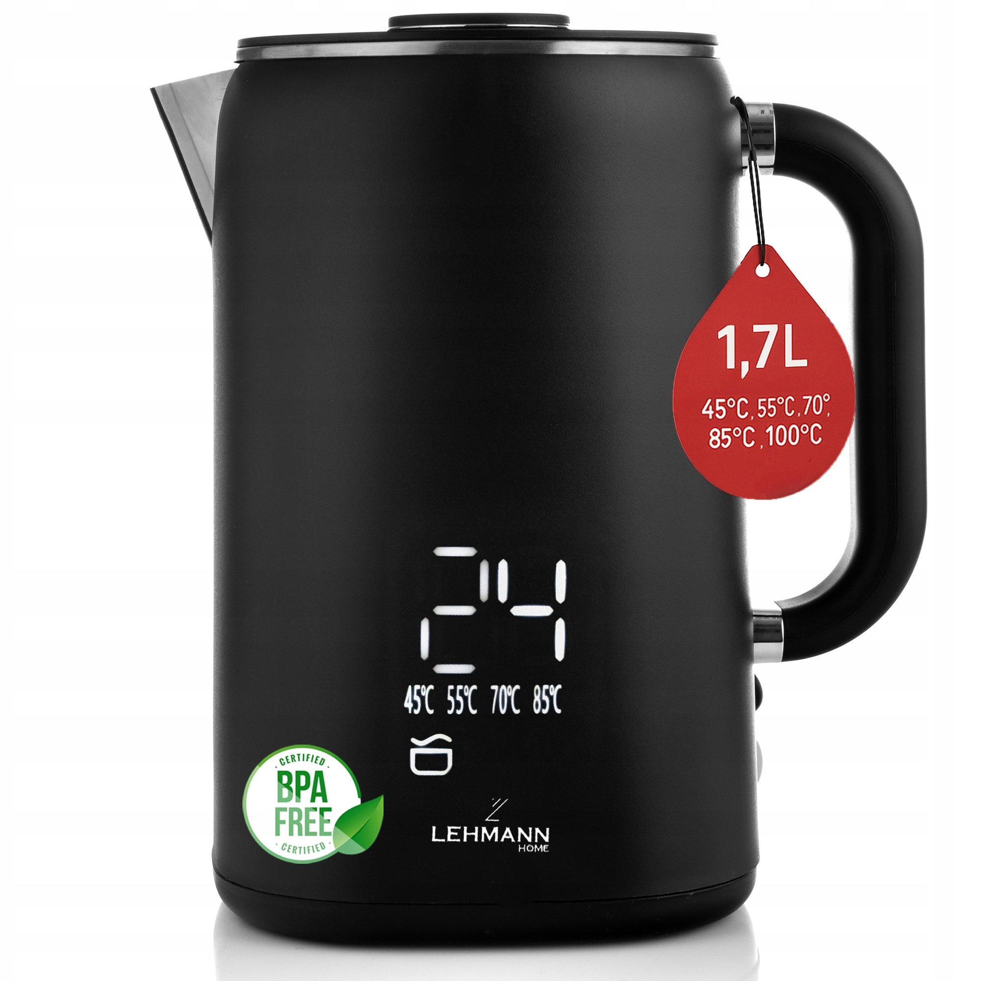 CORDLESS ELECTRIC KETTLE WITH TEMPERATURE CONTROL TOUCH LED 1,7L