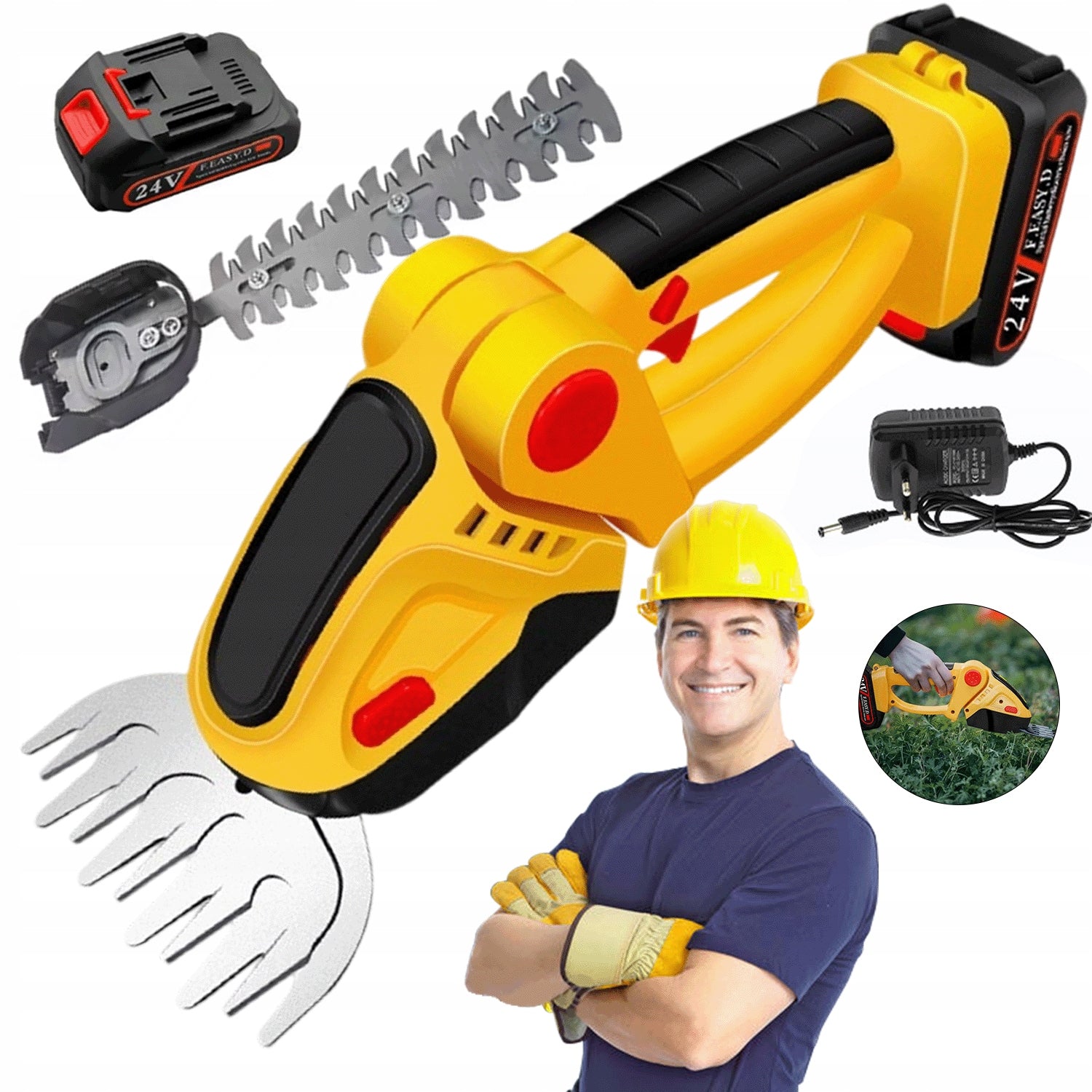 CORDLESS HAND MOWER ADJUSTABLE ANGLE 500W ERGONOMIC 750G