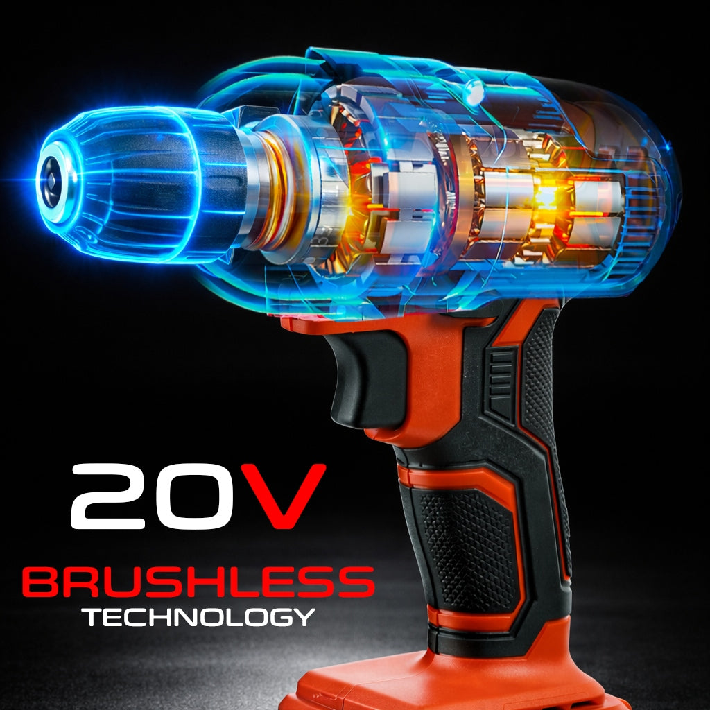 CORDLESS IMPACT DRIVER DRILL WITH IMPACT 20V 2X BATTERY Motor type brushless motor