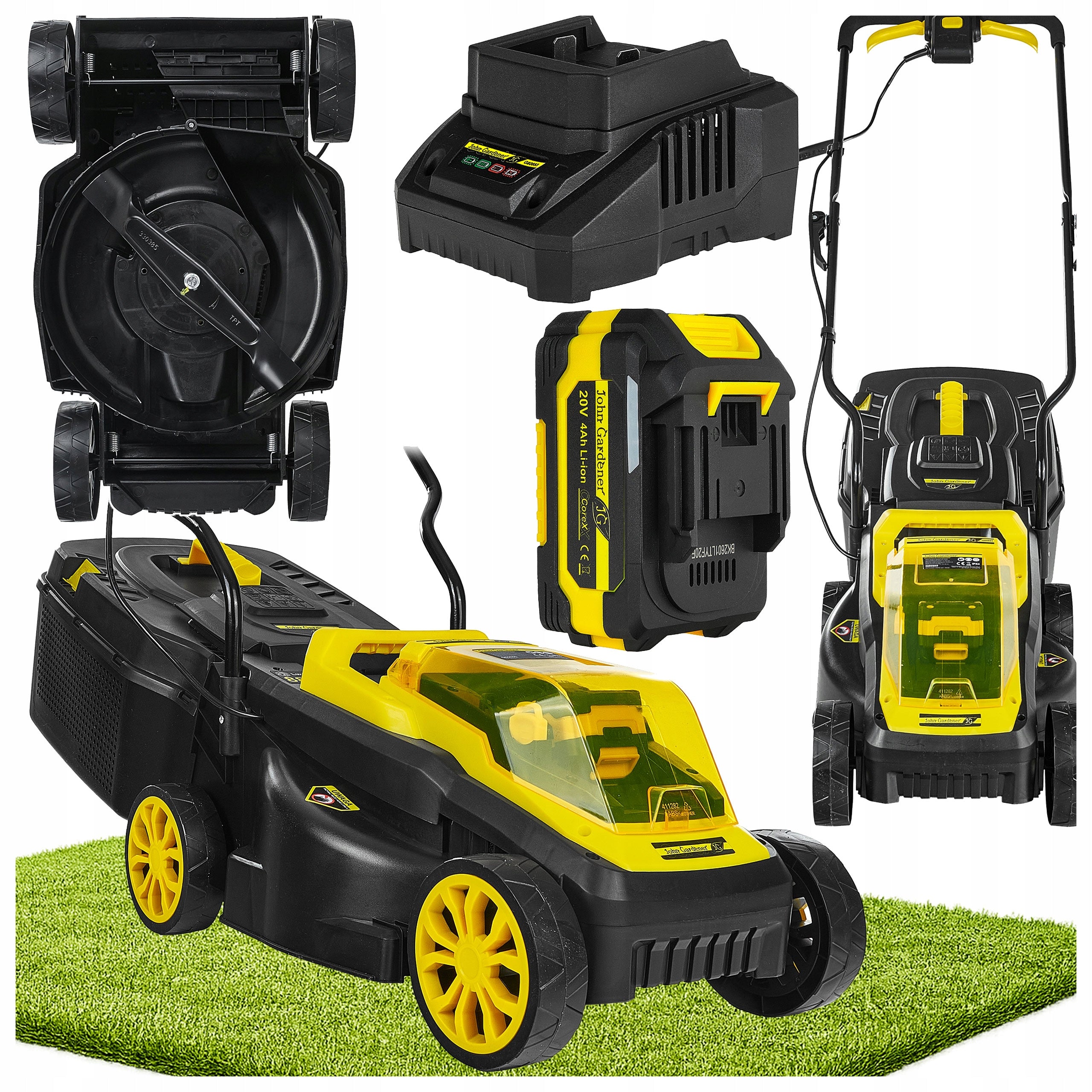 CORDLESS LAWN MOWER 32CM BASKET 30L AKU 4AH HEIGHT ADJUSTMENT