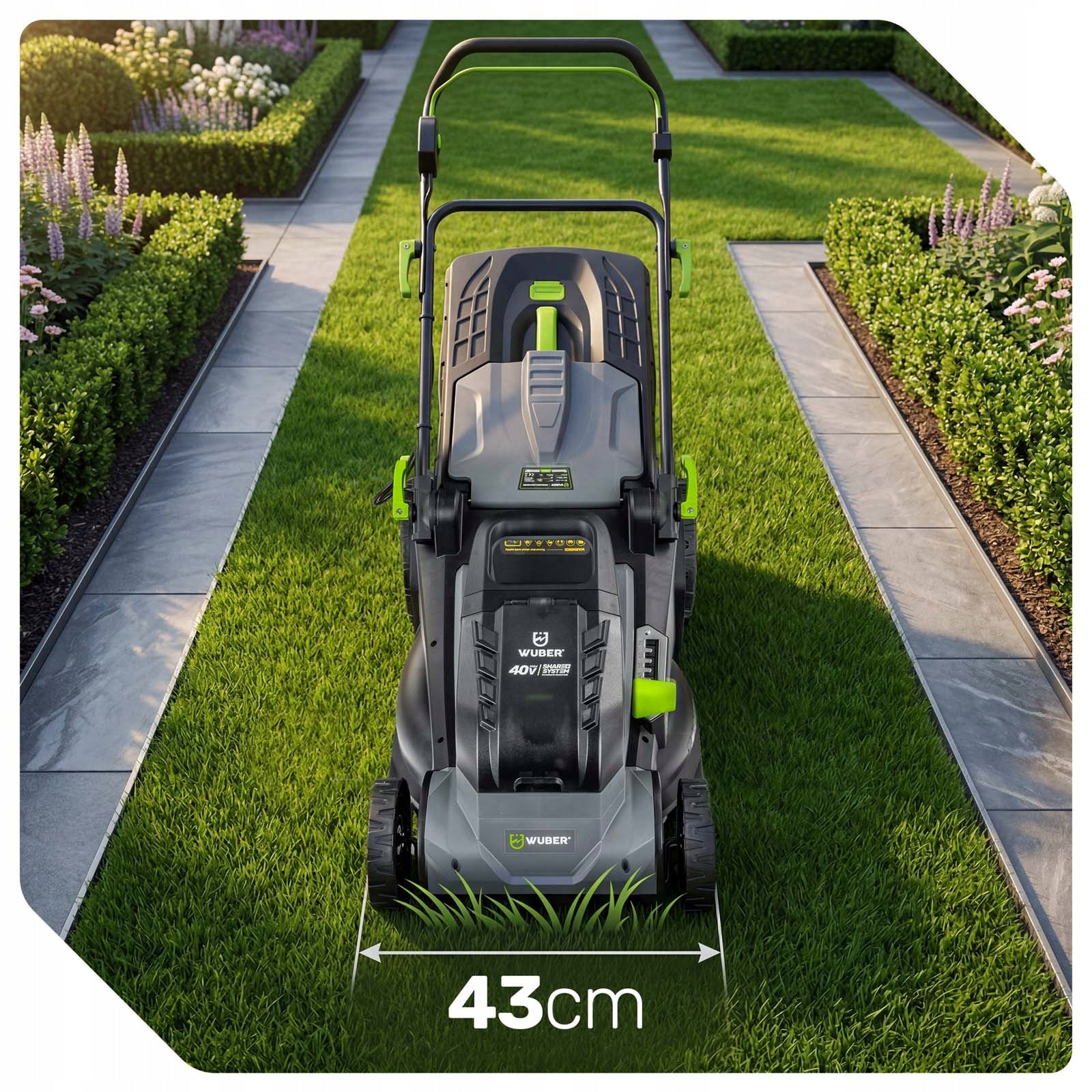 CORDLESS LAWN MOWER 40V BRUSHLESS 43CM 1xAKU 4 AH STRONG 45L Brand Wuber
