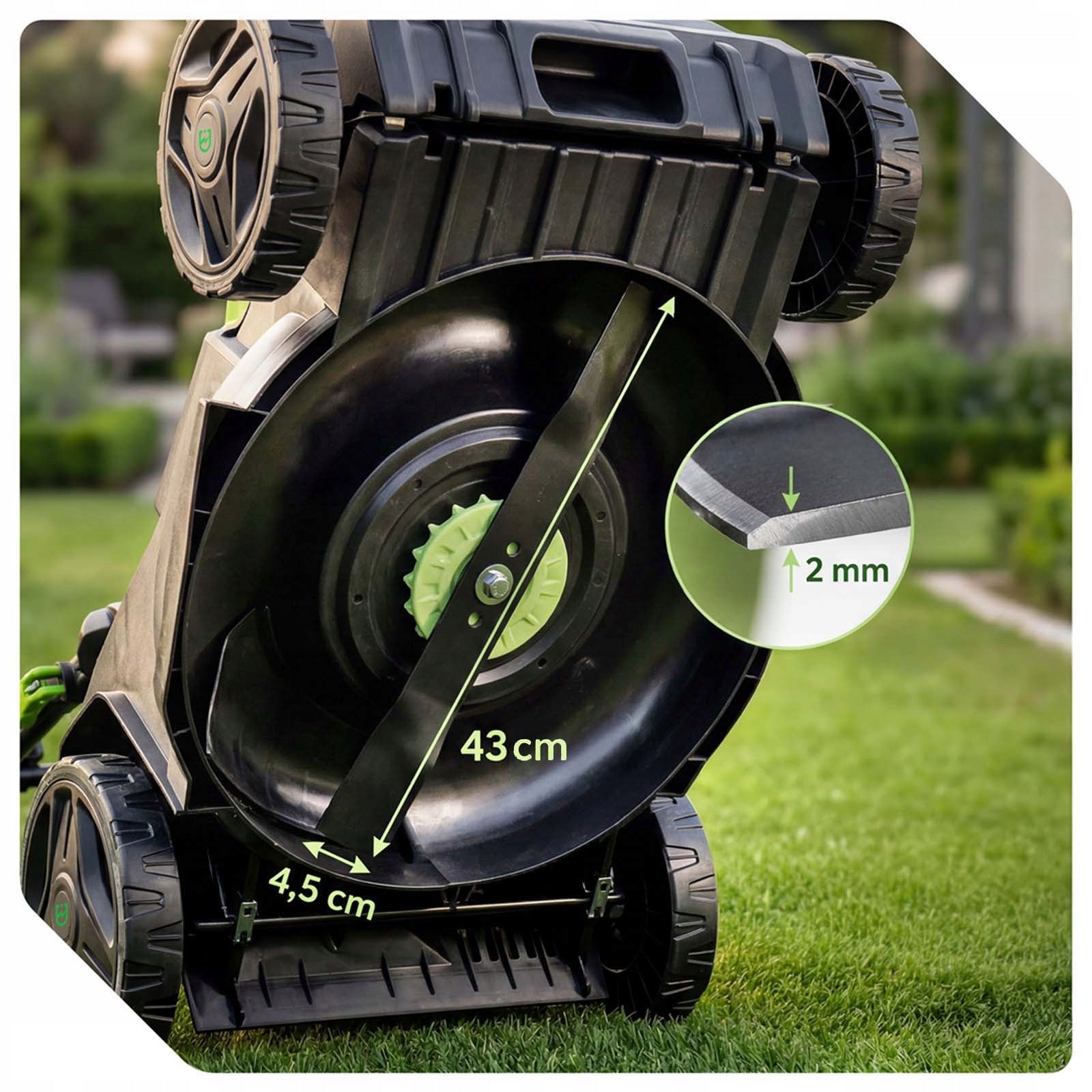 CORDLESS LAWN MOWER 40V BRUSHLESS 43CM 1xAKU 4 AH STRONG 45L Mowing width 43 cm