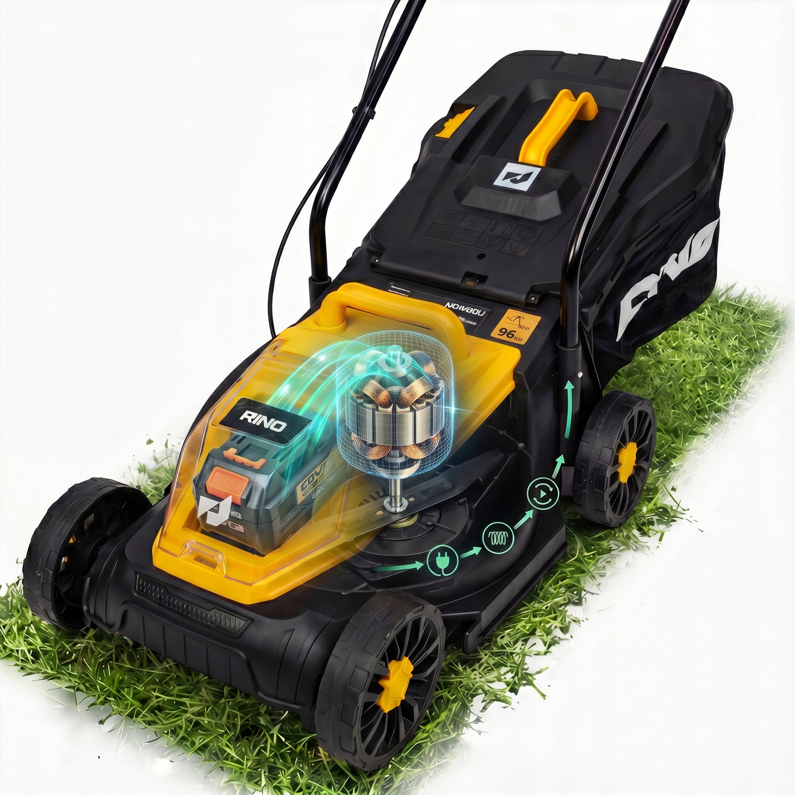 CORDLESS LAWN MOWER BRUSHLESS 4AH CHARGER 32CM BASKET 30L Series GARDEN