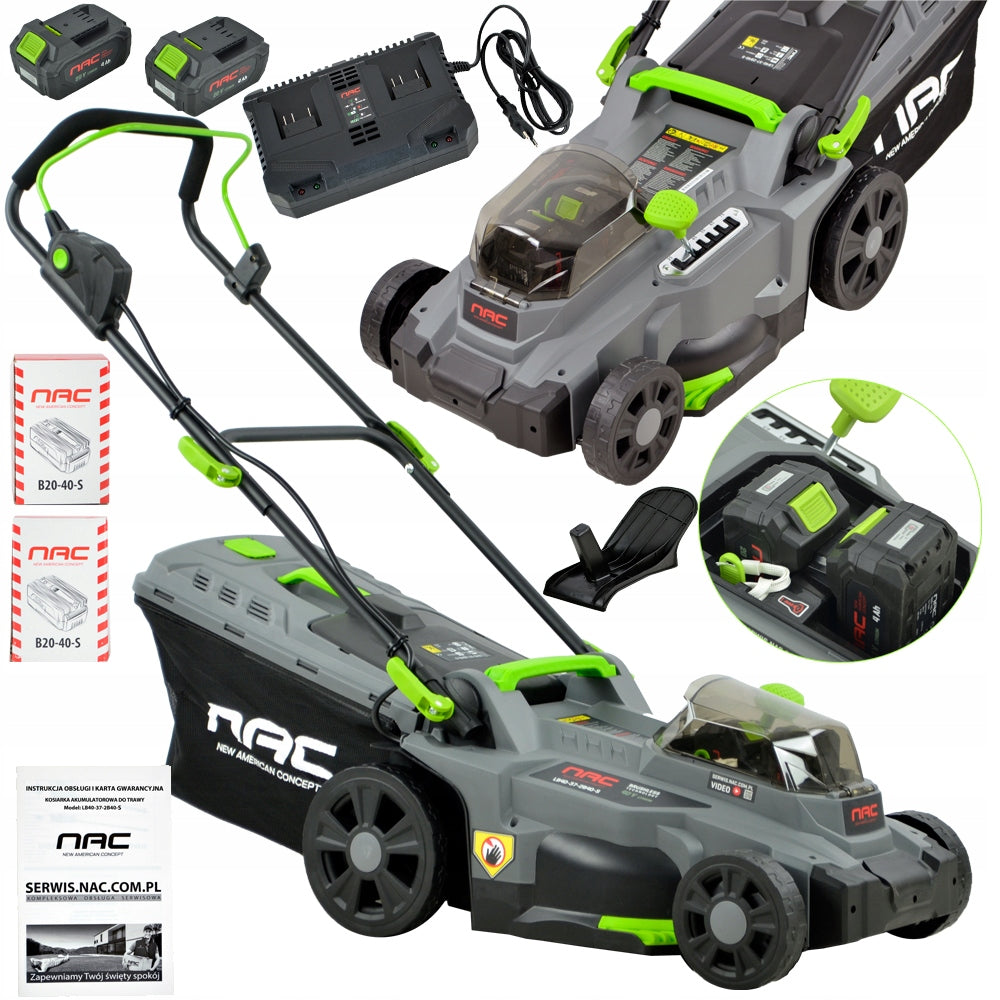 CORDLESS MOWER NAC 40 V 2 BATTERIES 4 Ah AUTO / ECO MODE 37 CM