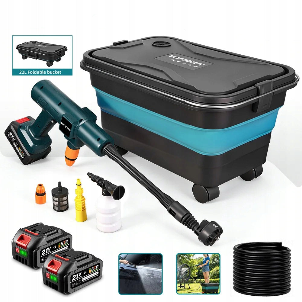 CORDLESS PRESSURE WASHER 100 BAR 2X AKU 21V MULTIFUNCTIONAL NOZZLE