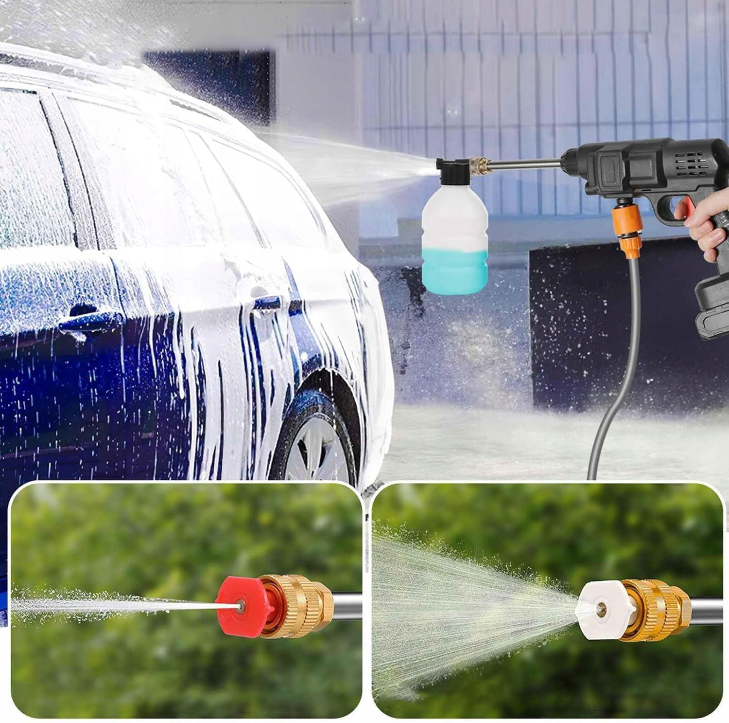 CORDLESS PRESSURE WASHER 200BAR 2 X AKU 10AH 88VF MULTI NOZZLE SET Manufacturer code 78786584536453