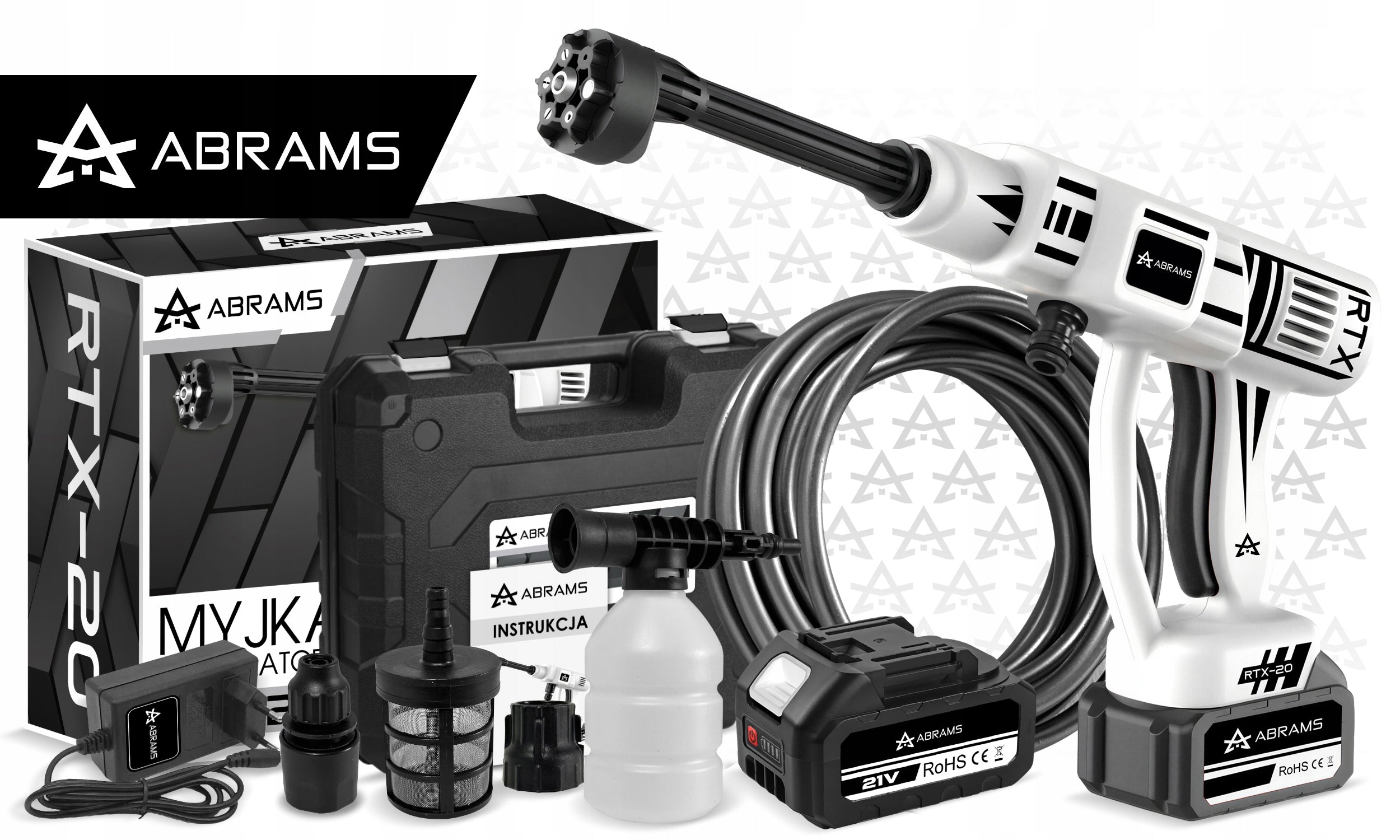 CORDLESS PRESSURE WASHER 60BAR 2 X AKU 4AH 21V MULTI NOZZLE SET Packaging status original