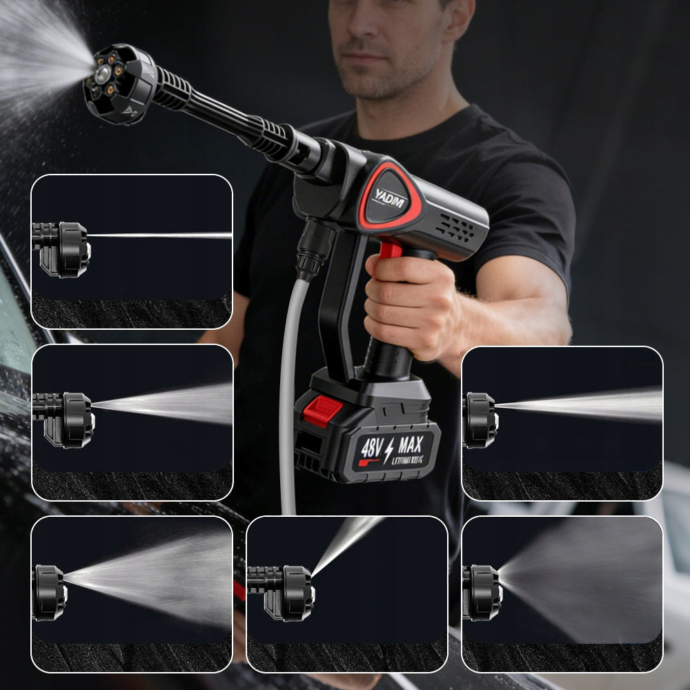 CORDLESS PRESSURE WASHER 60BAR 2XAKU 21V 6IN1 NOZZLE MULTI SET 1200W Brand YADIMI
