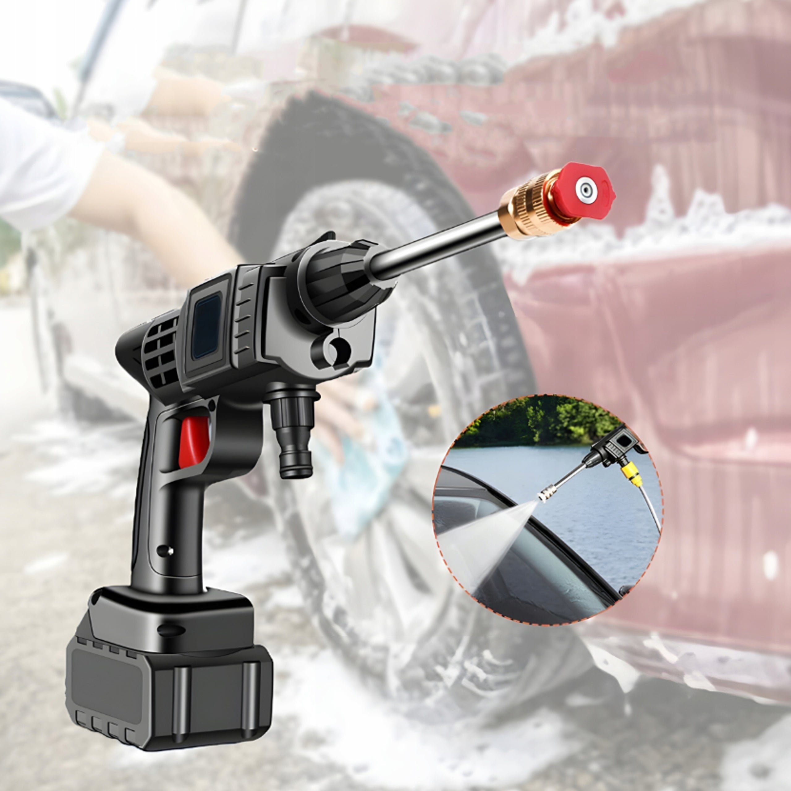CORDLESS PRESSURE WASHER FOR GARDEN CUBE 2AKU DEWALT GLASSES Manufacturer code Myjka Ciśnieniowa Aku V7000 TURBO TECHNOID