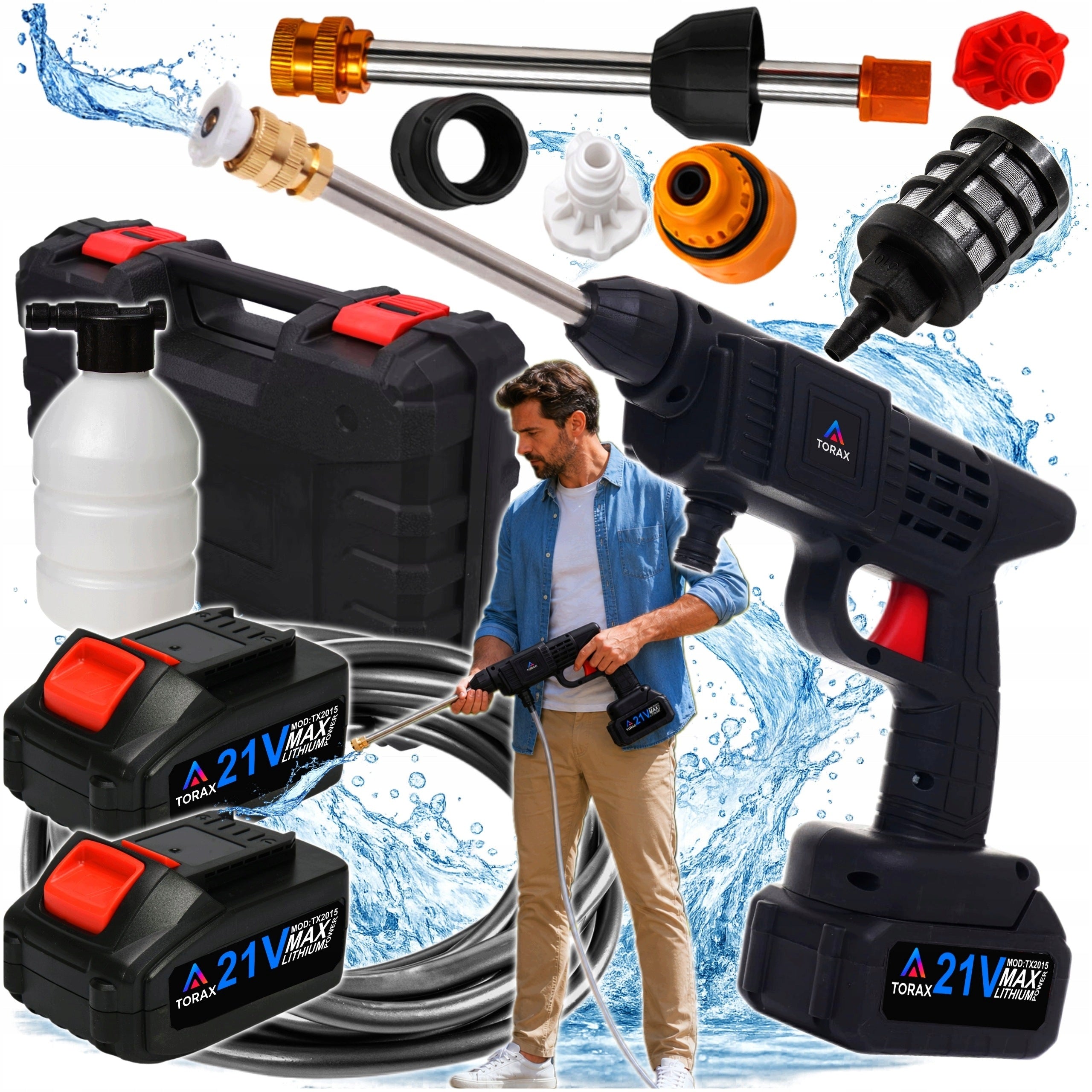CORDLESS PRESSURE WASHER FOR GARDEN CUBE WINDOWS 2X AKU NOZZLE SET