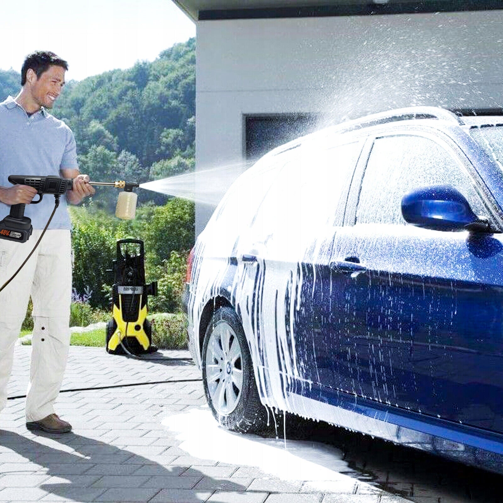 CORDLESS PRESSURE WASHER POWERFUL 1500W 2 AKU 88VF WITH PORTABLE TRANSMISSION Brand no brand