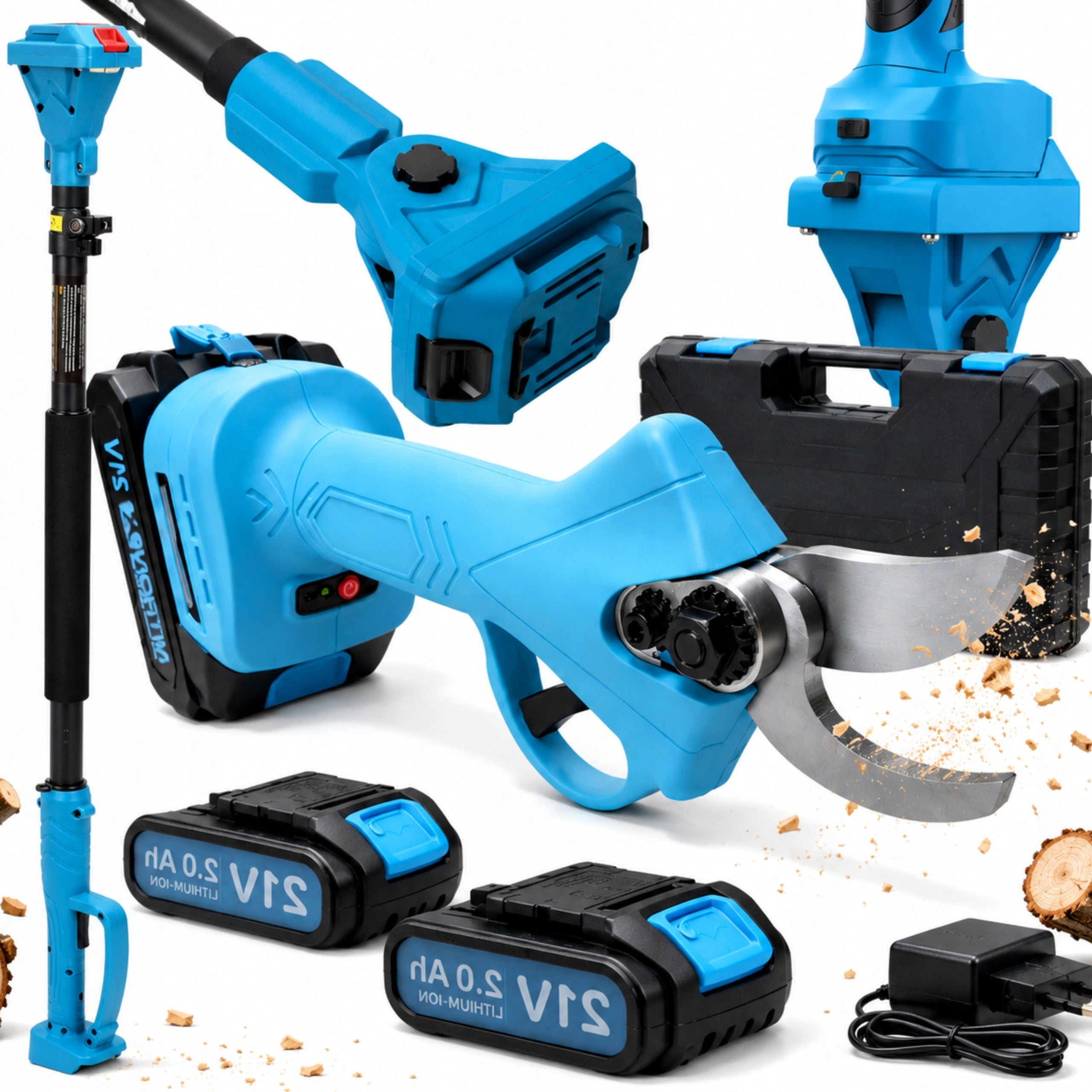 CORDLESS PRUNER WITH BOOM 4M 2X BATTERY 21V GARDEN KIT