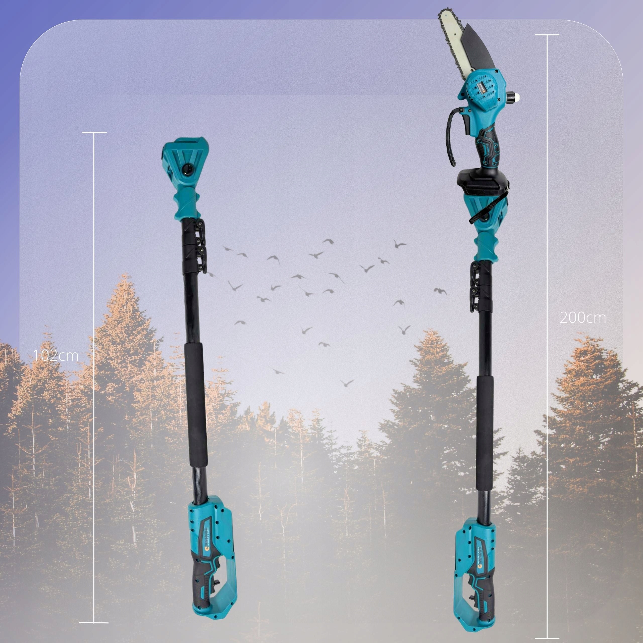 CORDLESS SAW PRUNING SHEAR ROTARY BOOM 200CM GARDEN SET 800W Brand Durabuild