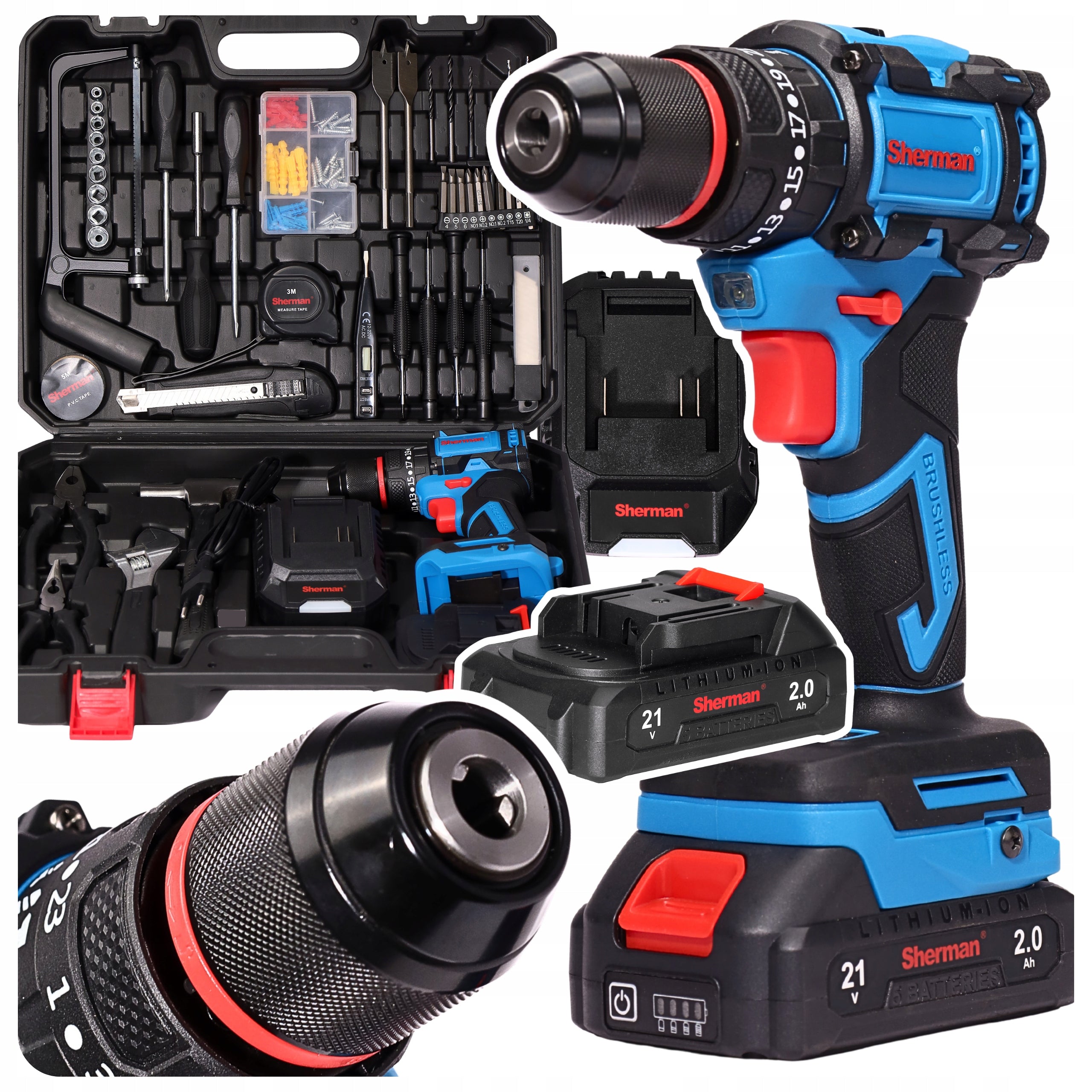 CORDLESS SCREWDRIVER WITH IMPACT Sherman MAXX SET SUITCASE + TOOLS