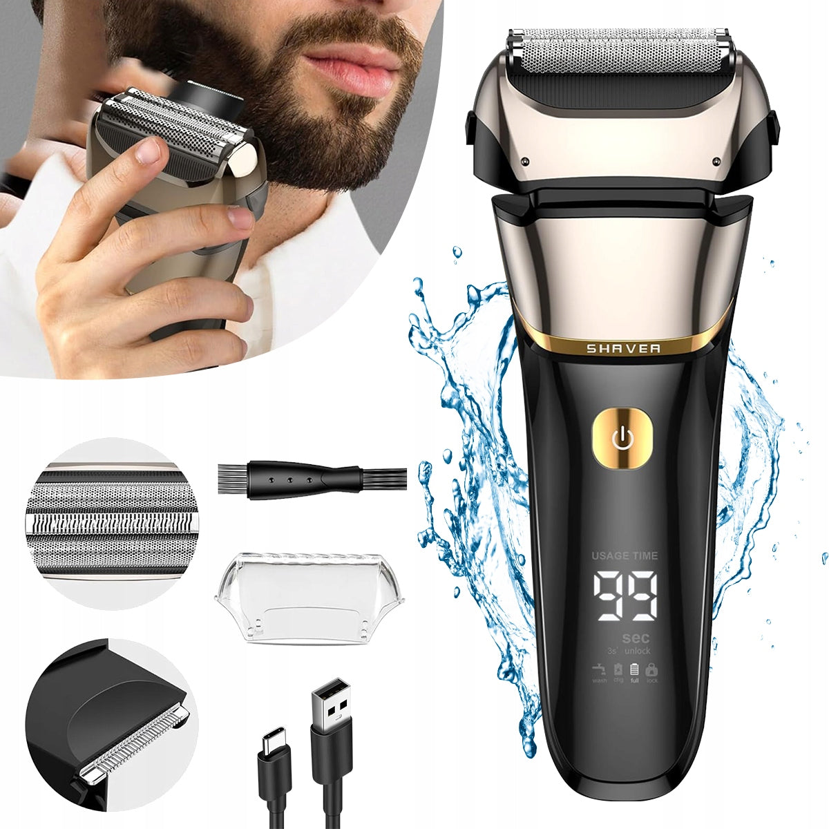CORDLESS SHAVER MEN'S BEARD HAIR TRIMMER Manufacturer code 4069462707731