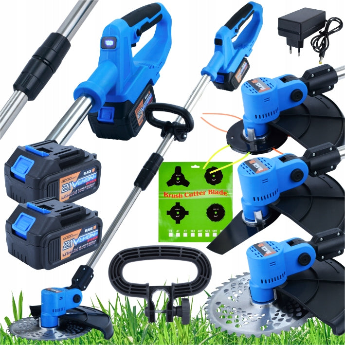 CORDLESS TRIMMER 21V 2X BATTERY 4AH DISC KNIFE HEAD SET