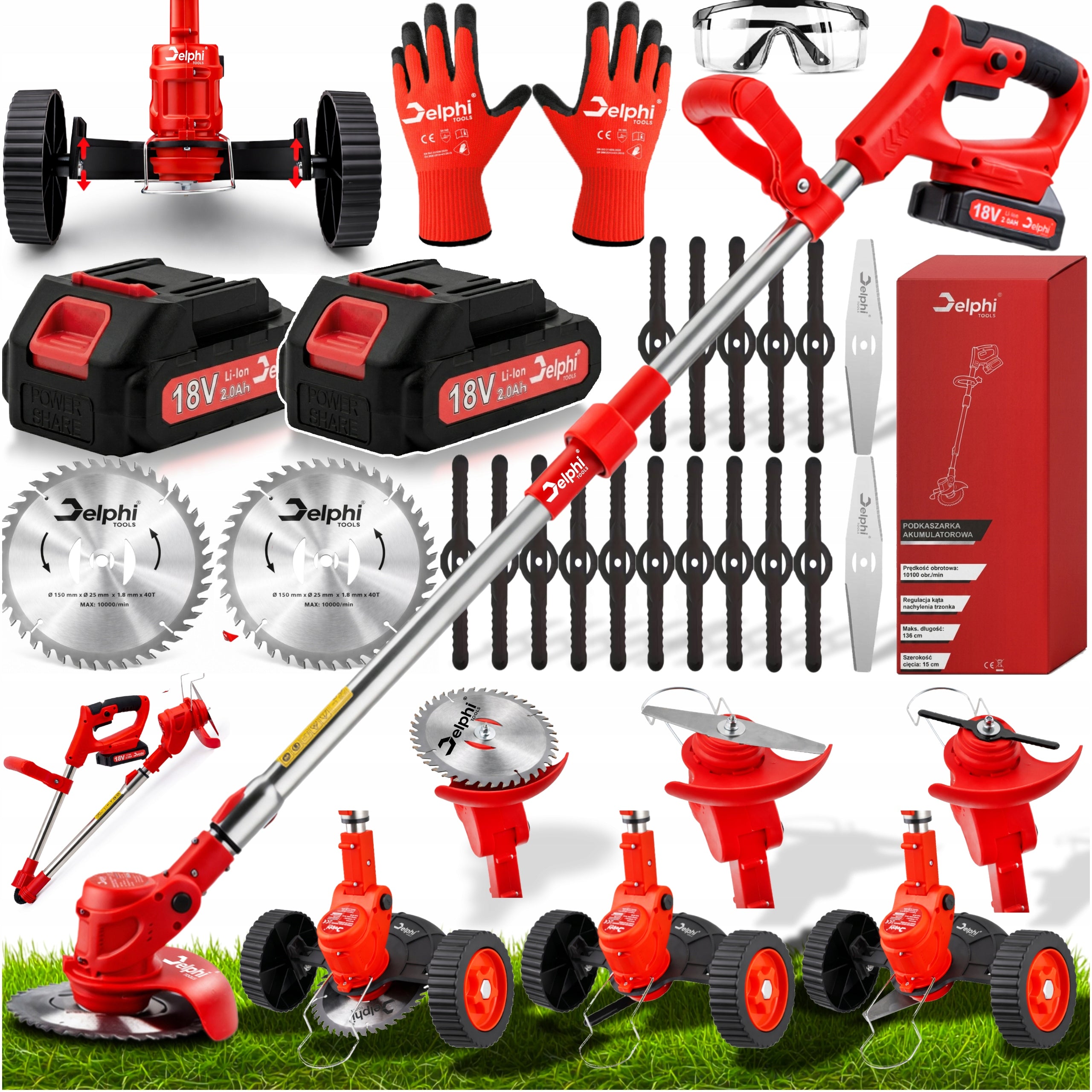 CORDLESS TRIMMER SCYTHE ELECTRIC BRUSH CUTTER 2 AKU GRASS TRIMMER